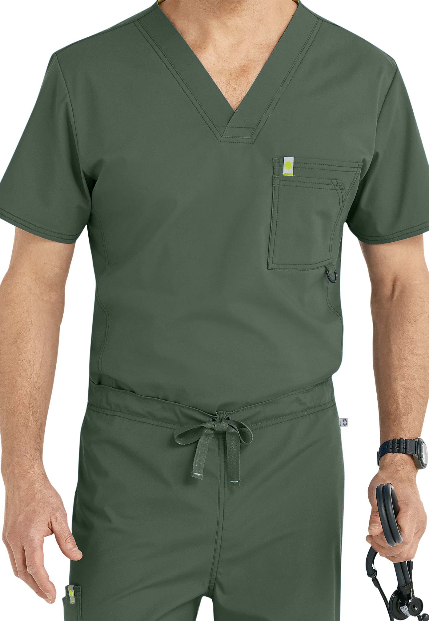 Code Happy Men's V-Neck Scrub Top With Certainty Plus