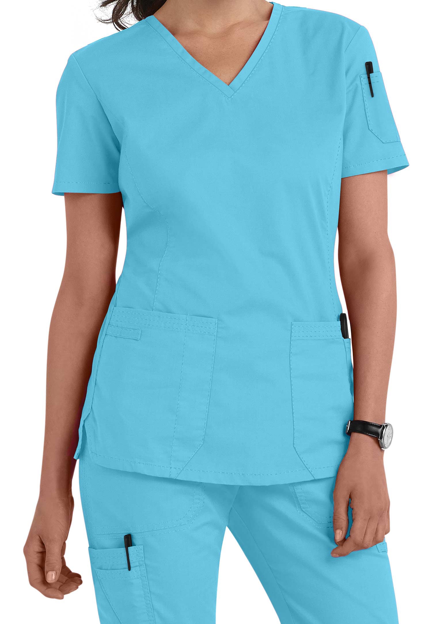 Landau For Women Prewashed 2 Pocket V-Neck Scrub Top