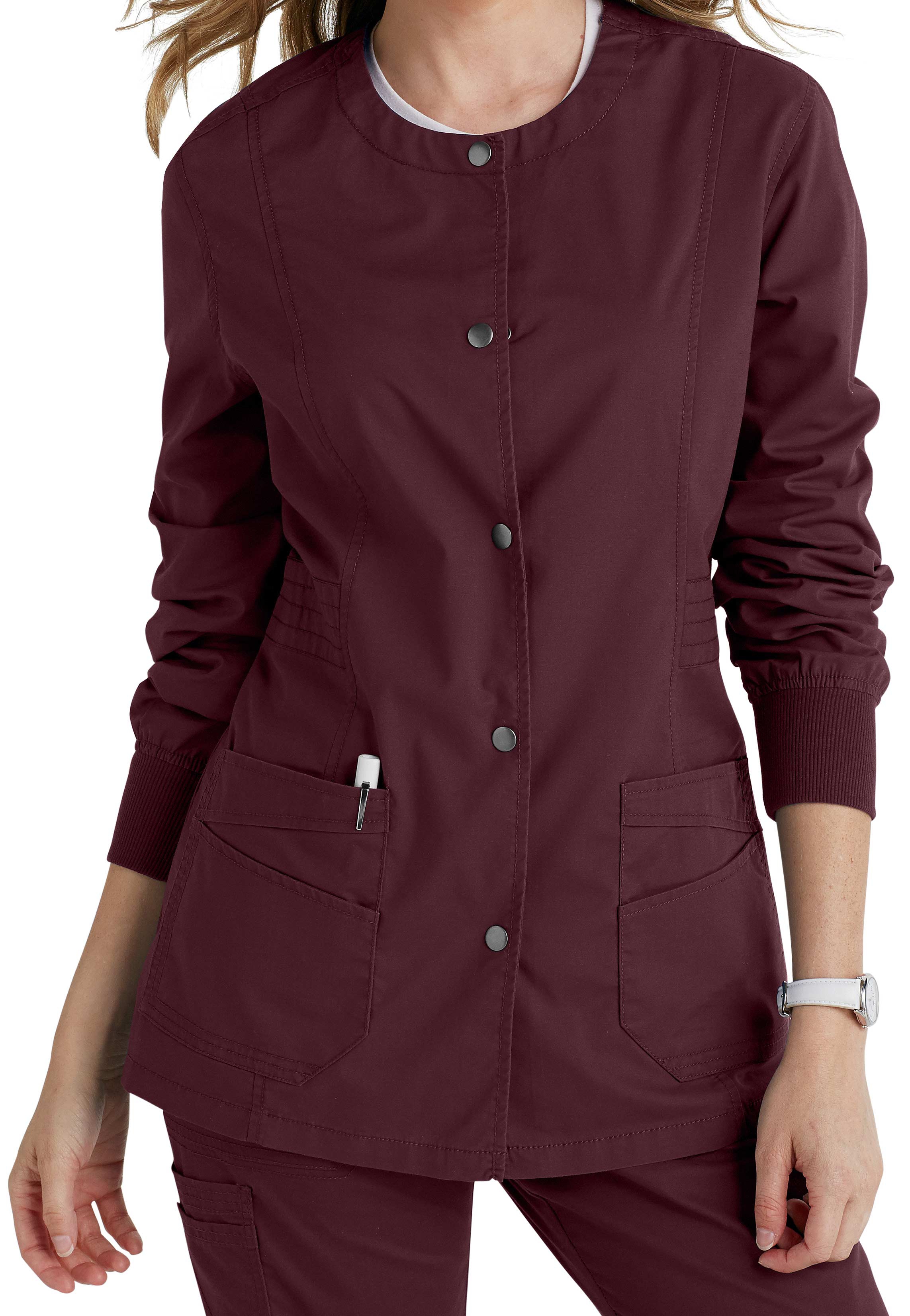 Landau For Women Prewashed Snap Front Scrub Jackets