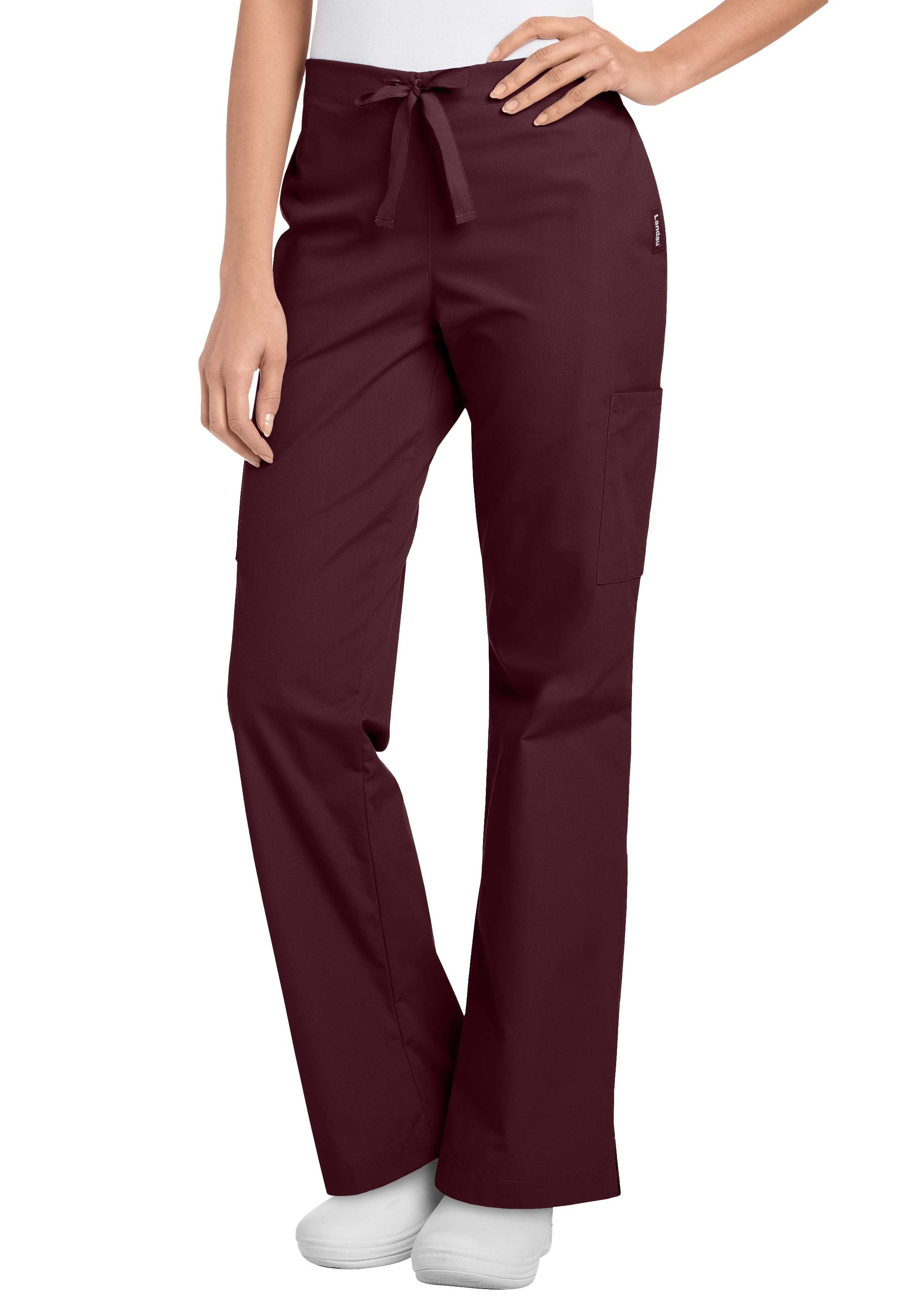 Landau Essentials Natural Relaxed Cargo Flare Scrub Pants