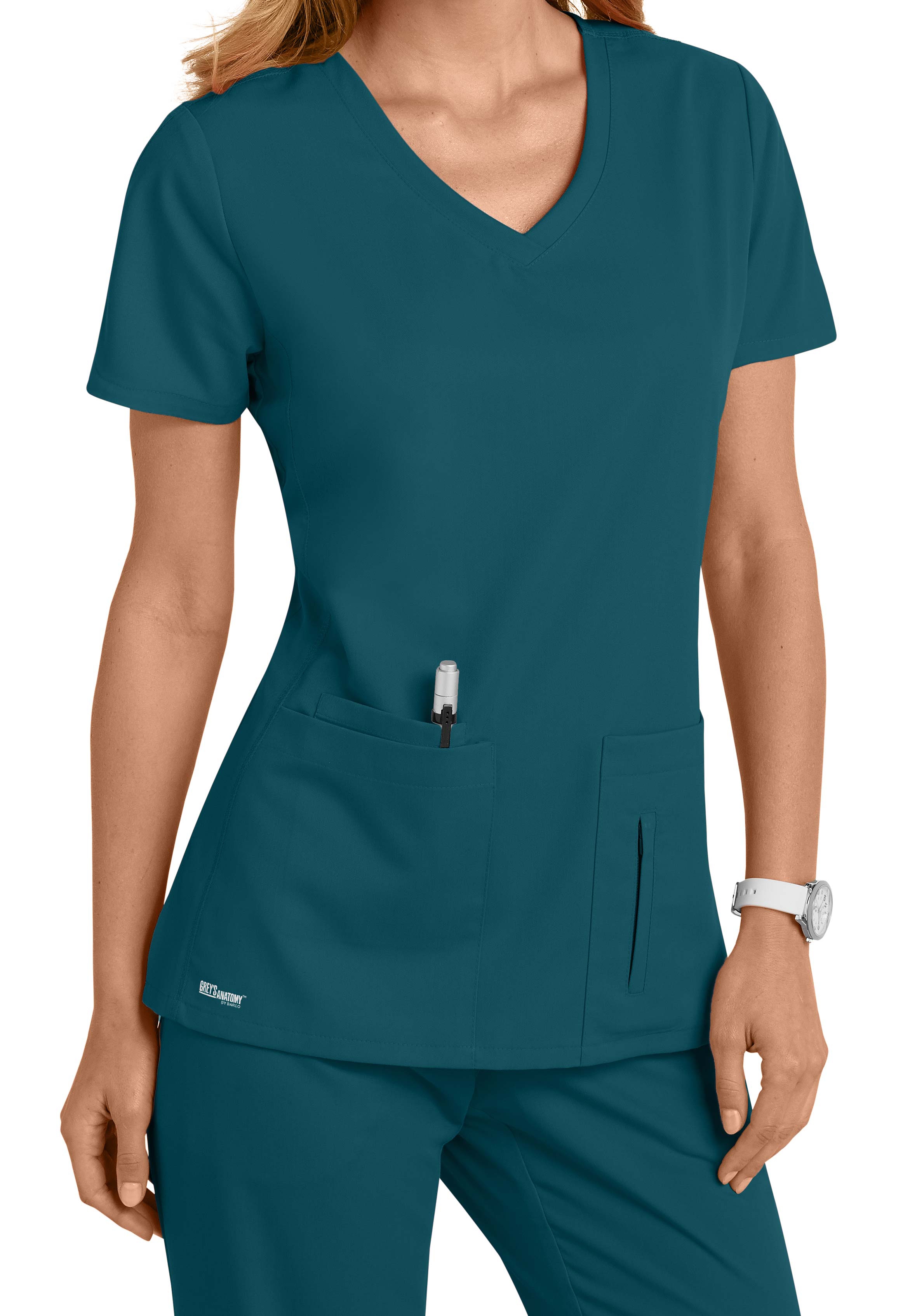 Grey's Anatomy 4 Pocket Crossover V-Neck Scrub Top