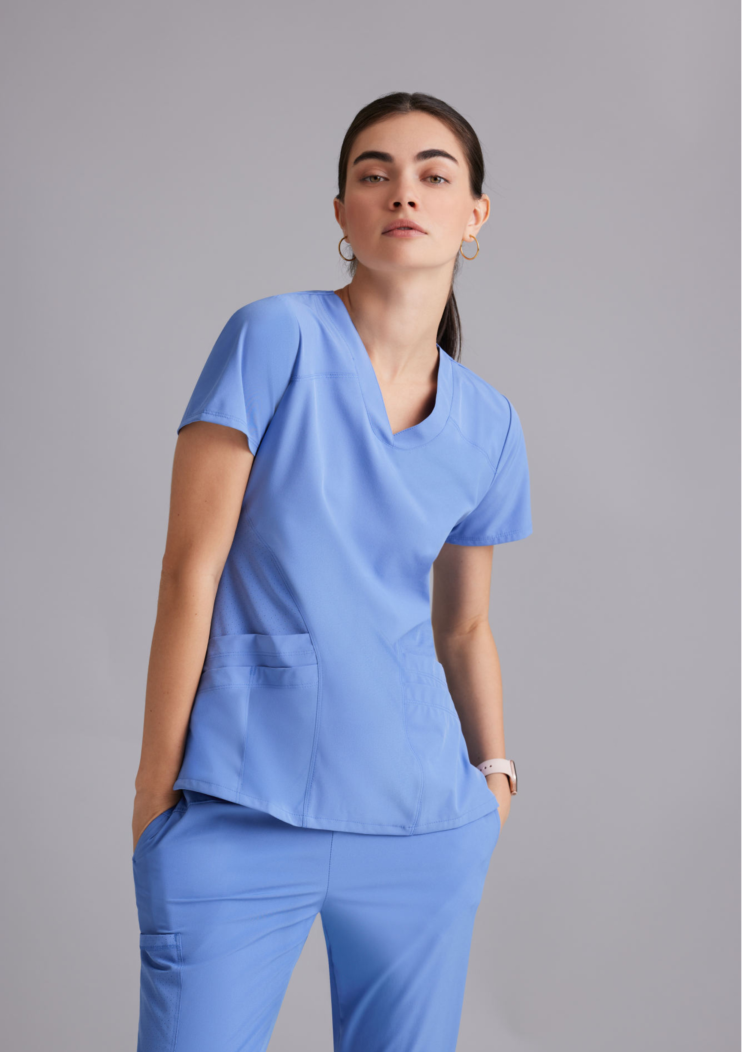 Barco One 4 Pocket Sporty V-Neck Scrub Top