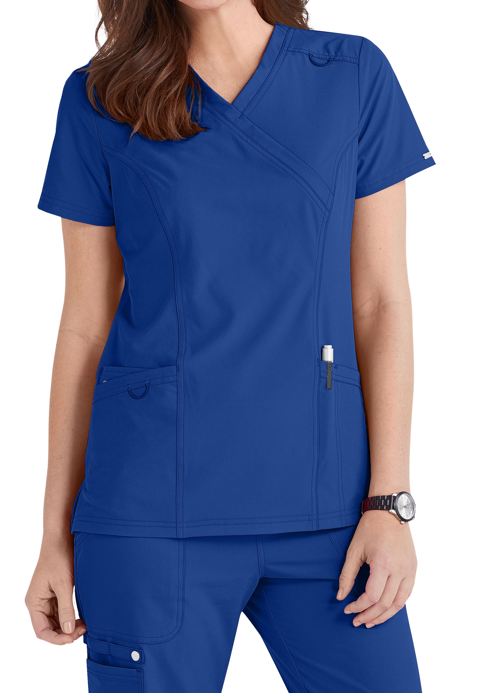 ELLE La Vie Est Belle Mock Wrap Scrub Top