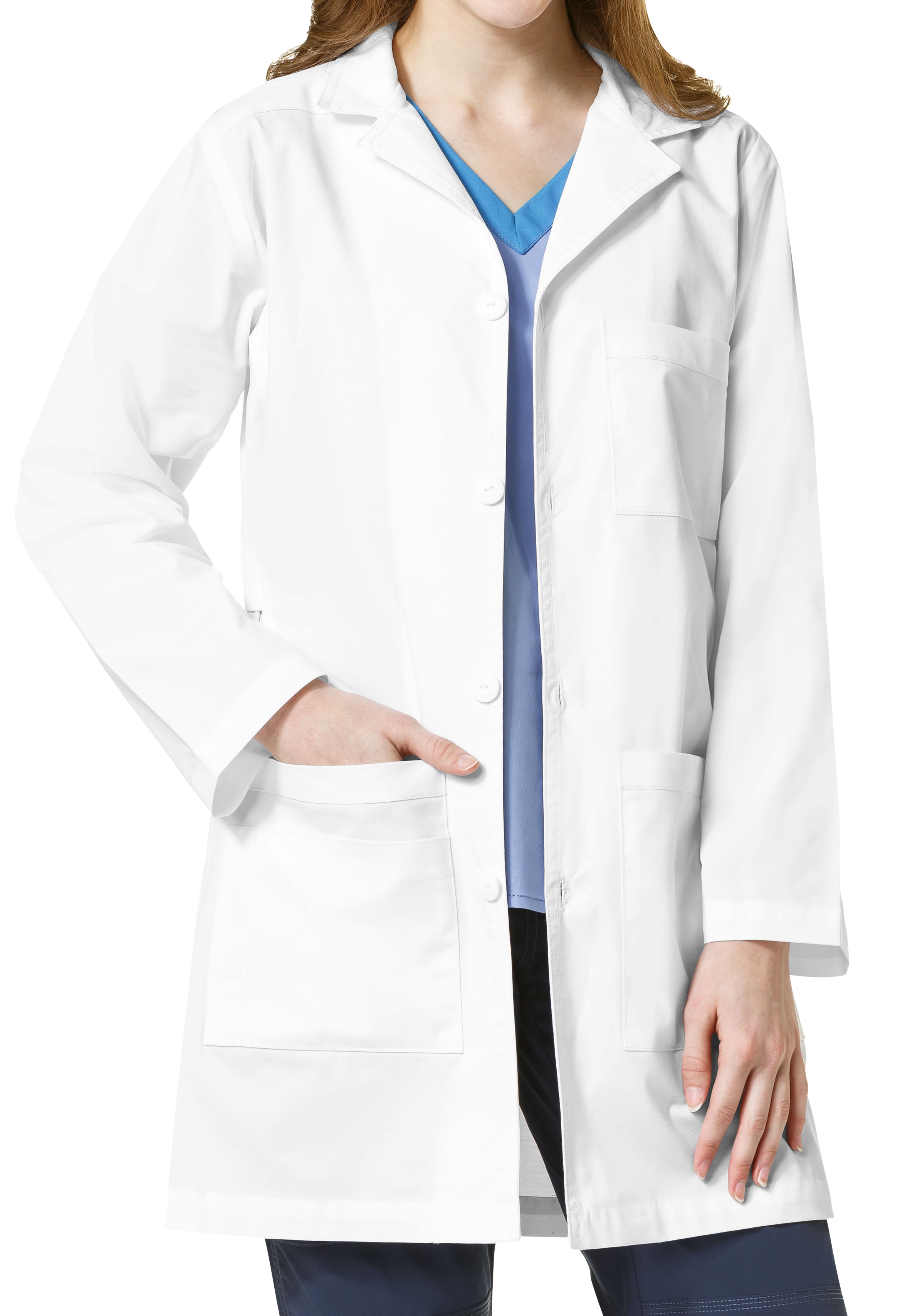 WonderFlex Women's 4 Button Lab Coat With Adjustable Belt