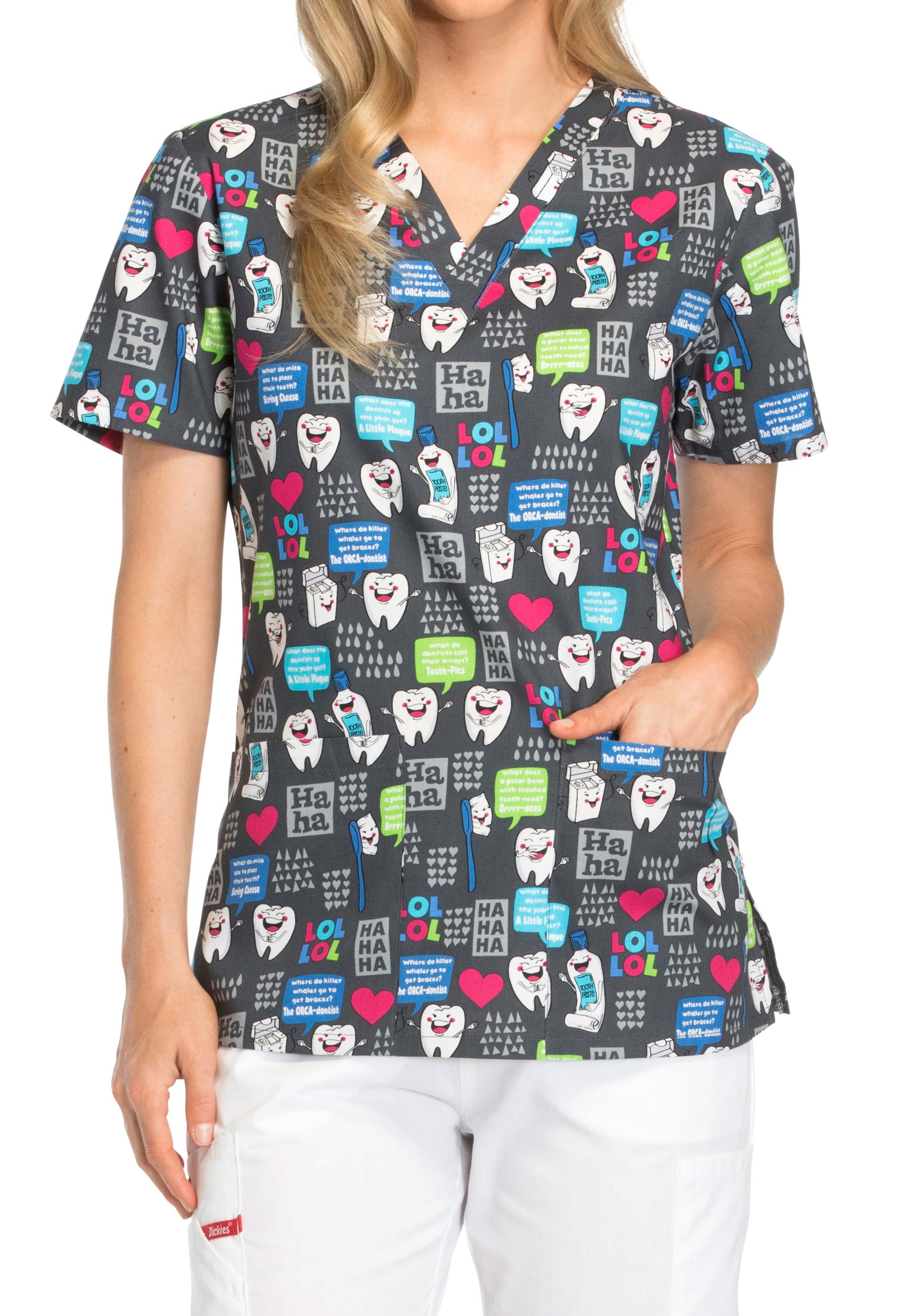 Dickies EDS Have A Laugh V-Neck Print Scrub Top