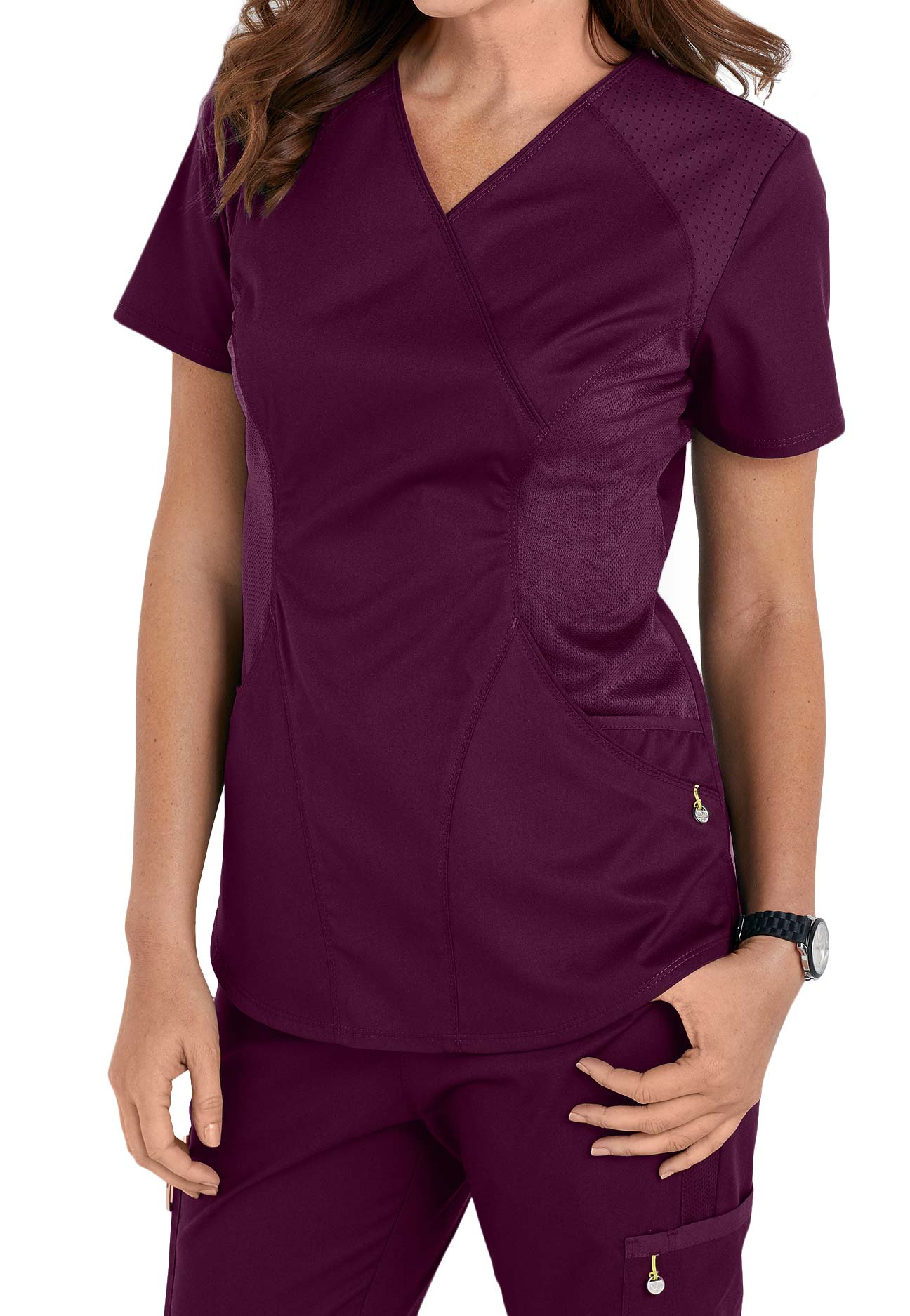 Cherokee Luxe Sport Mock Wrap Scrub Top