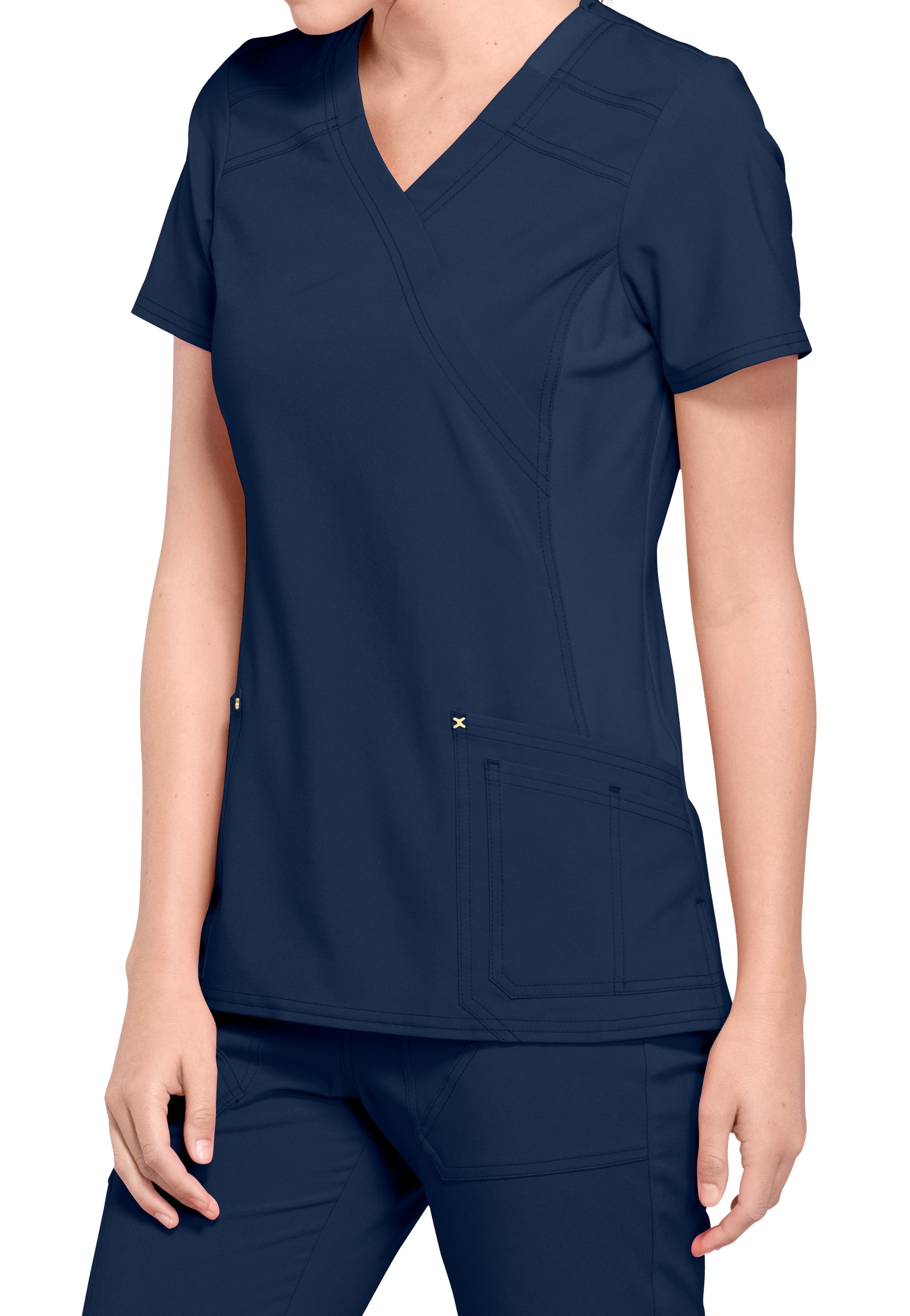 Cherokee Iflex Tonal Side Mock Wrap Scrub Top