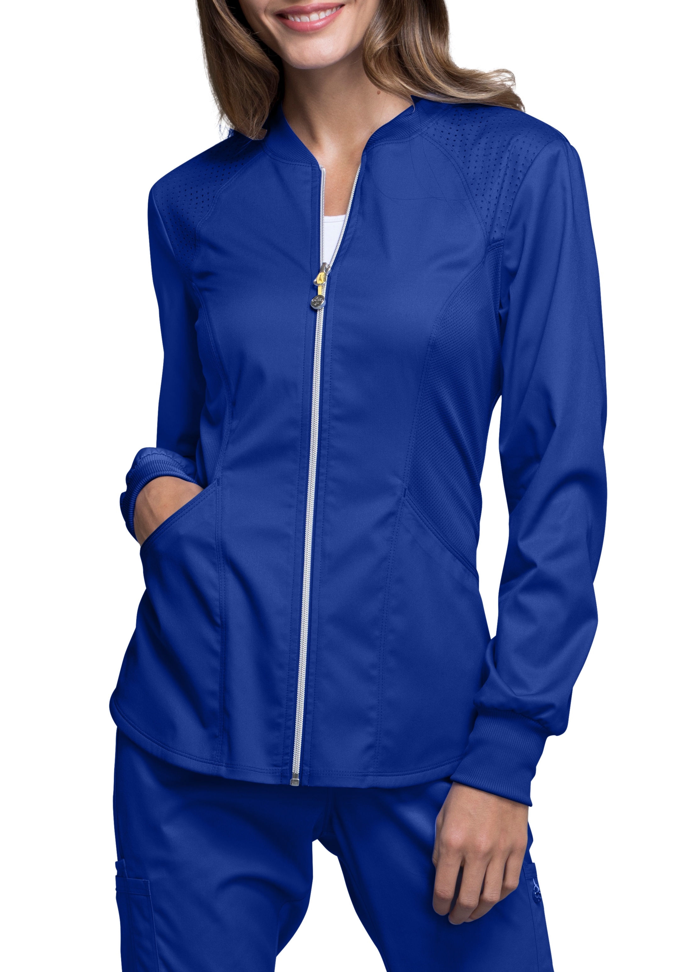 Cherokee Luxe Sport Zip Front Warm-Up Scrub Jackets