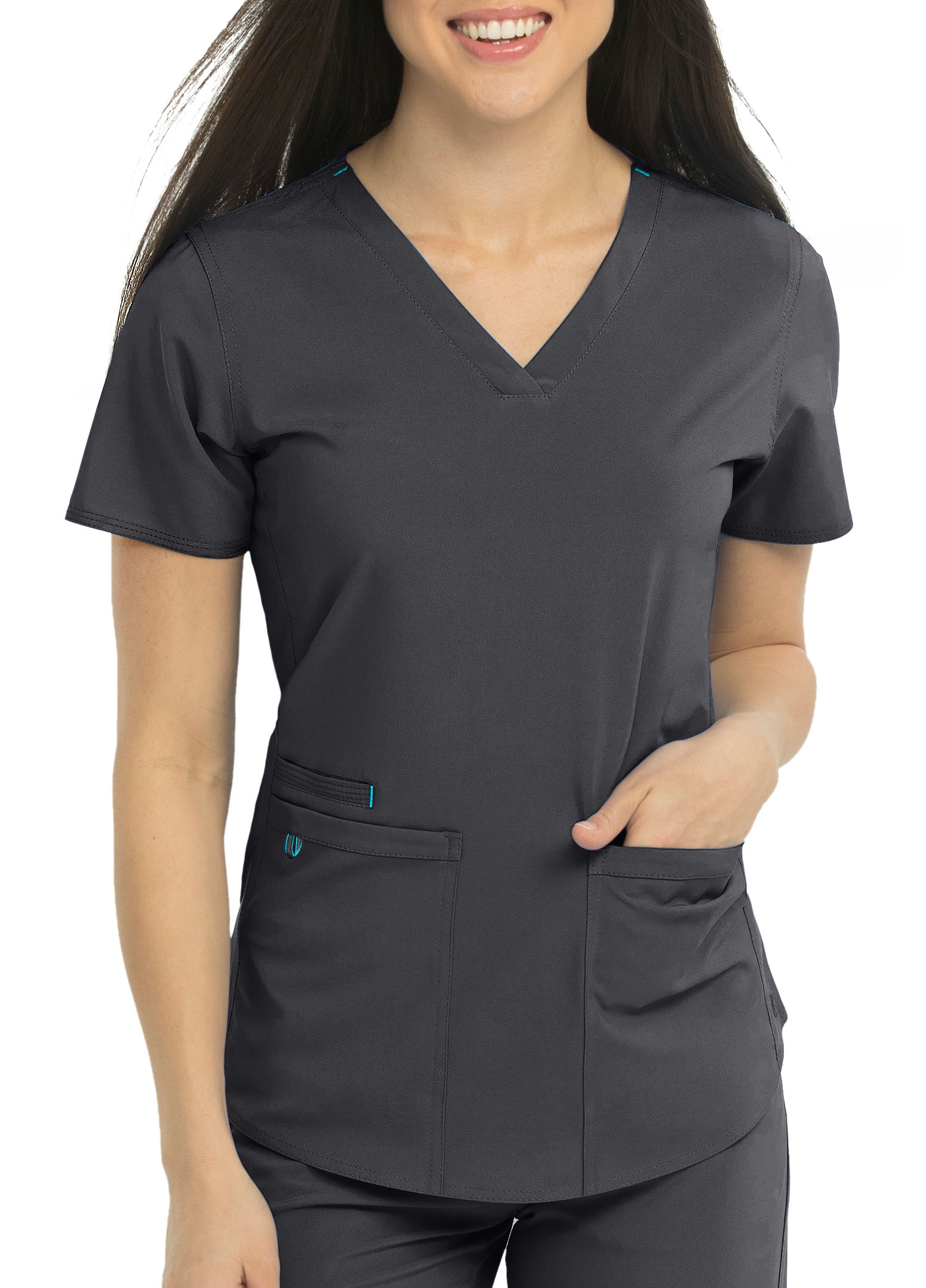 Med Couture Energy Serena Shirttail Hem V-Neck Scrub Top