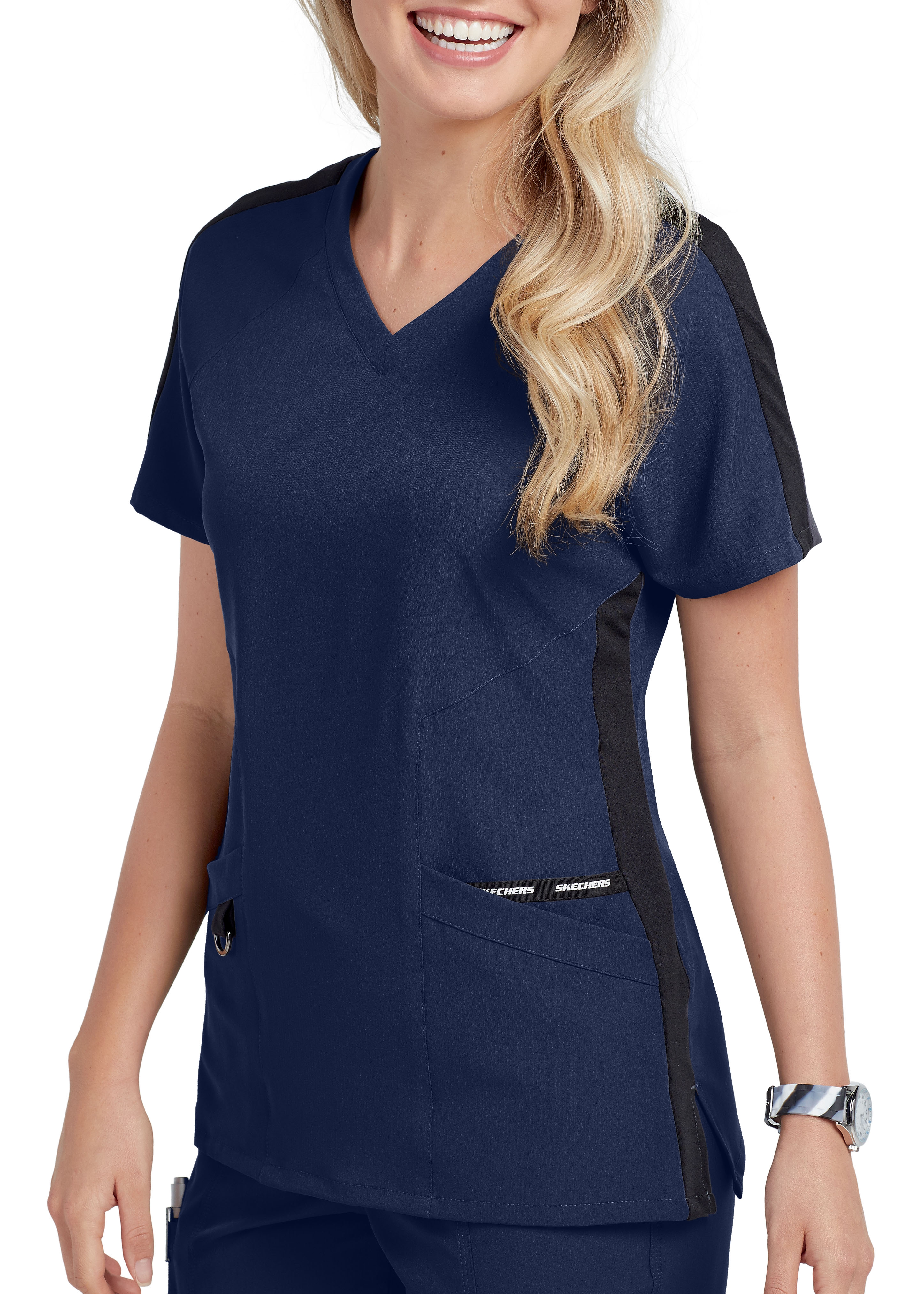 Skechers Fusion 3 Pocket Raglan Knit V-Neck Scrub Top