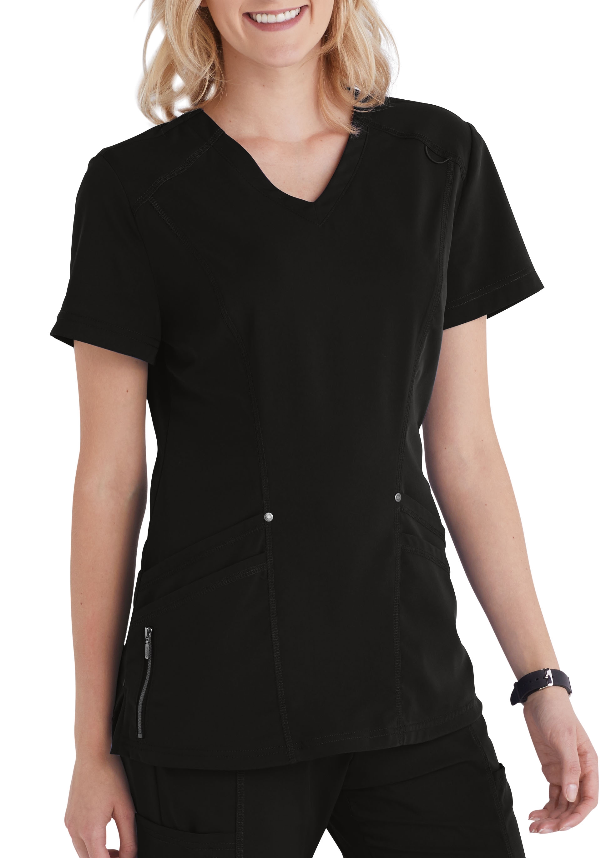 Beyond Scrubs Active Lexi 4 Pocket V-Neck Scrub Top 