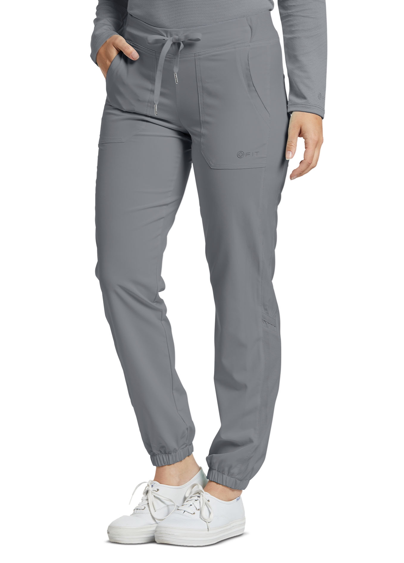 White Cross Fit Drawstring Jogger Scrub Pant