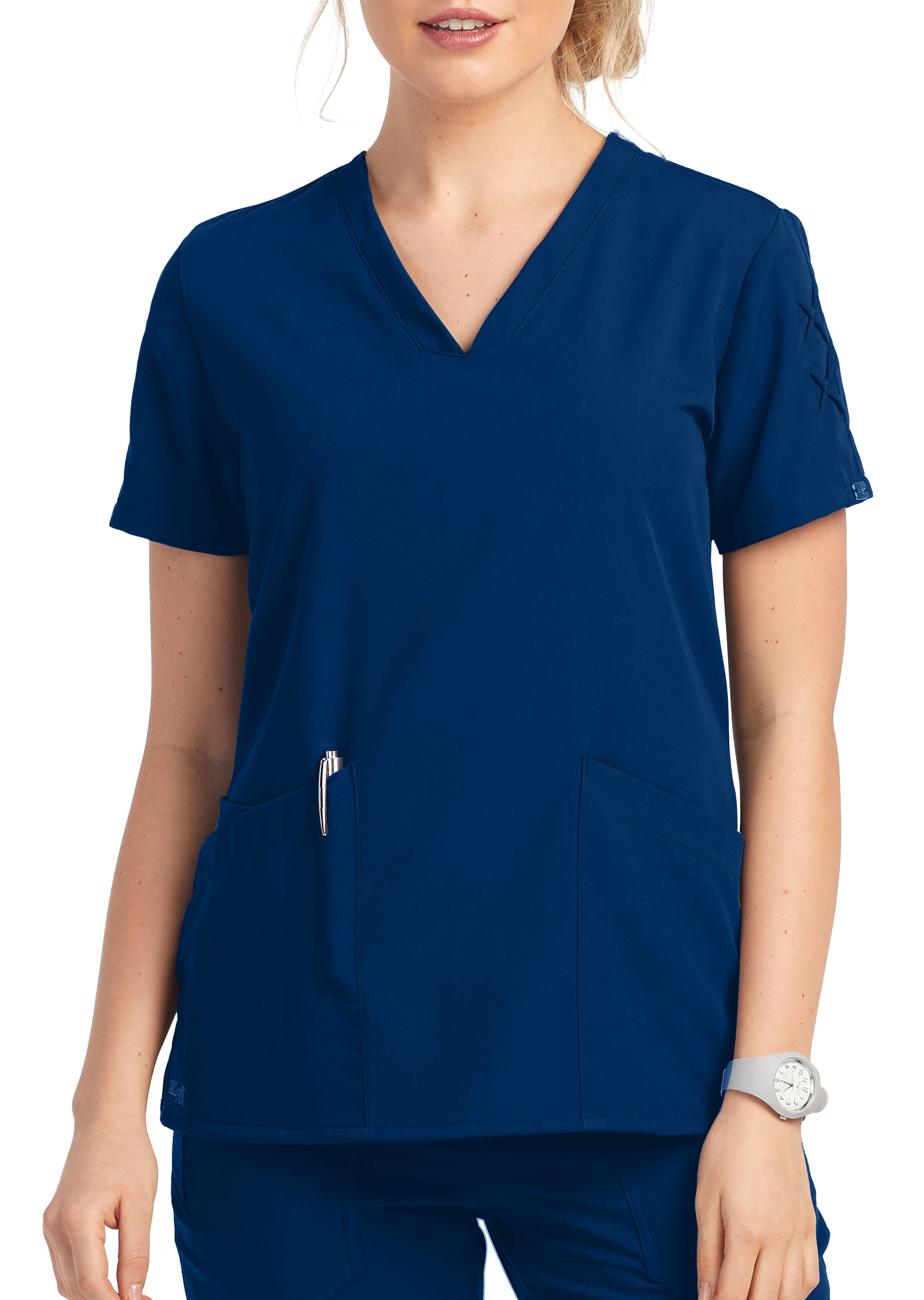 Grey's Anatomy Signature Astra Lace Sleeve Hi-Lo Hem Scrub Top