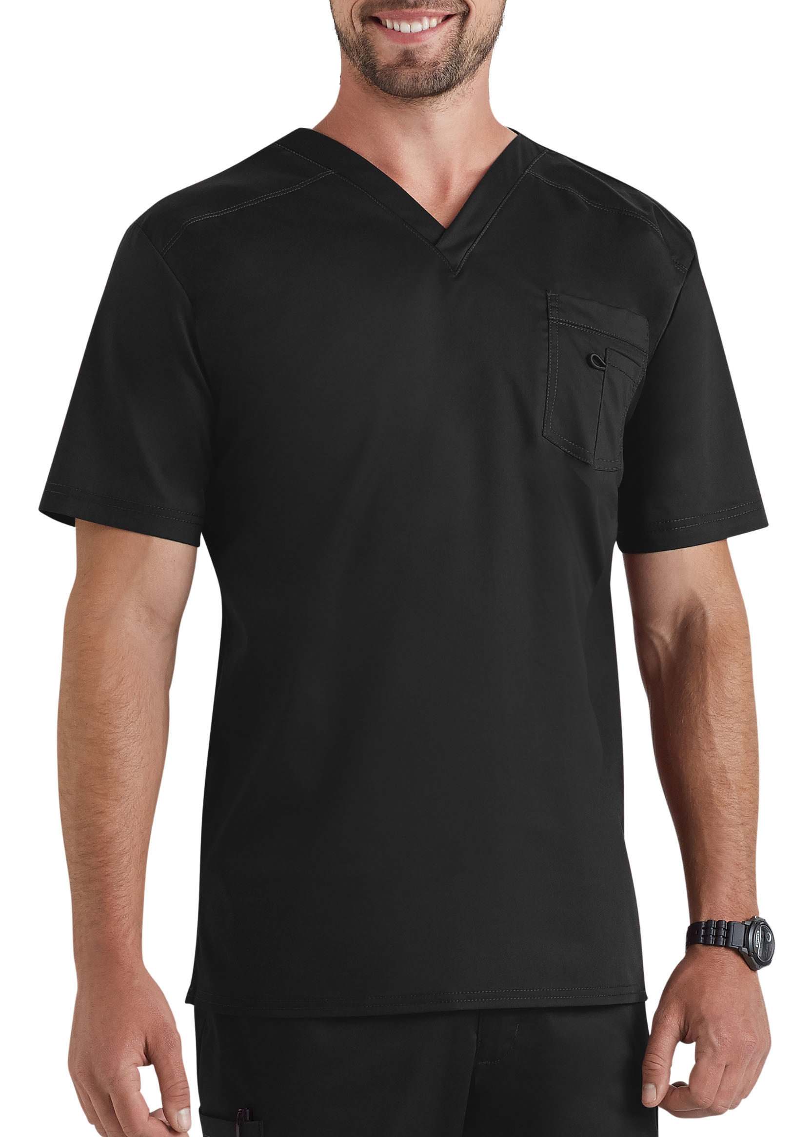 Landau Smart Stretch Men's V-Neck Scrub Top