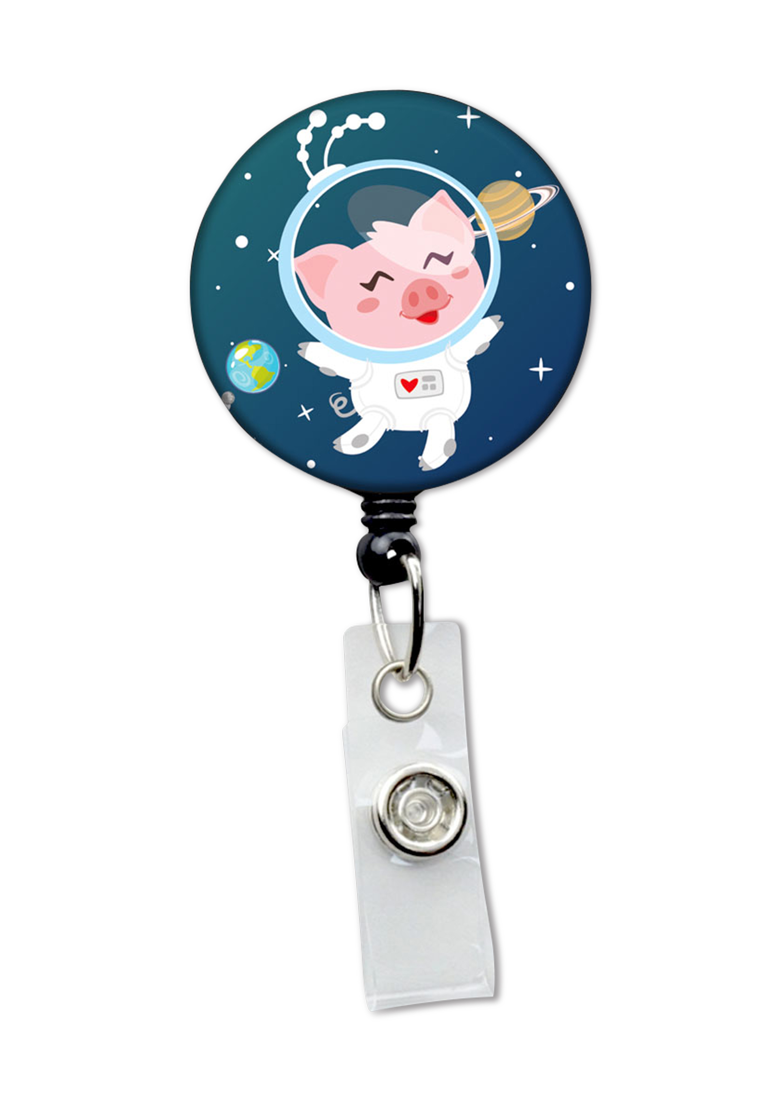 Initial This Space Pig Retractable Badge Reel