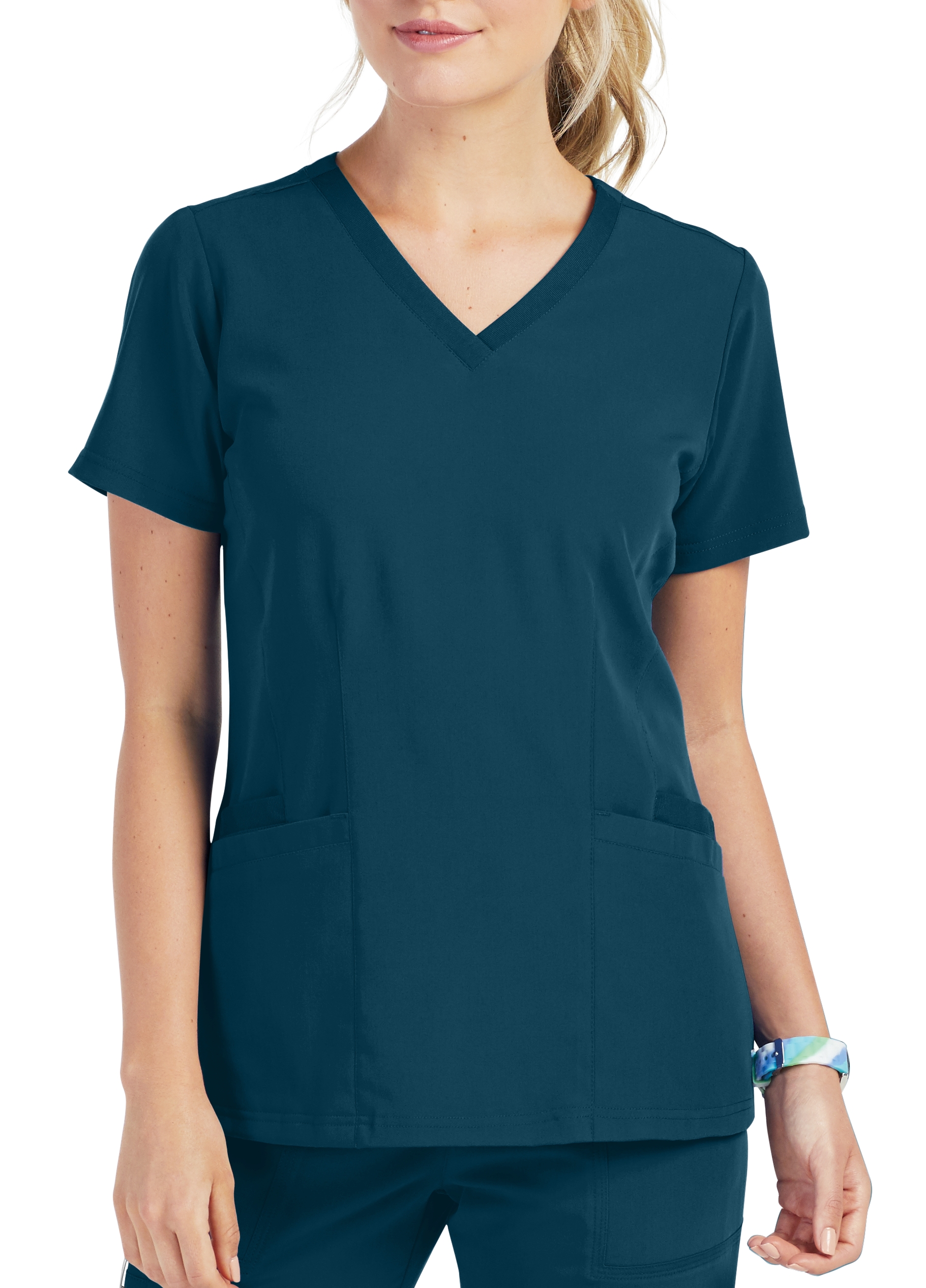 WonderWink Aero Rib Knit V-Neck Scrub Top