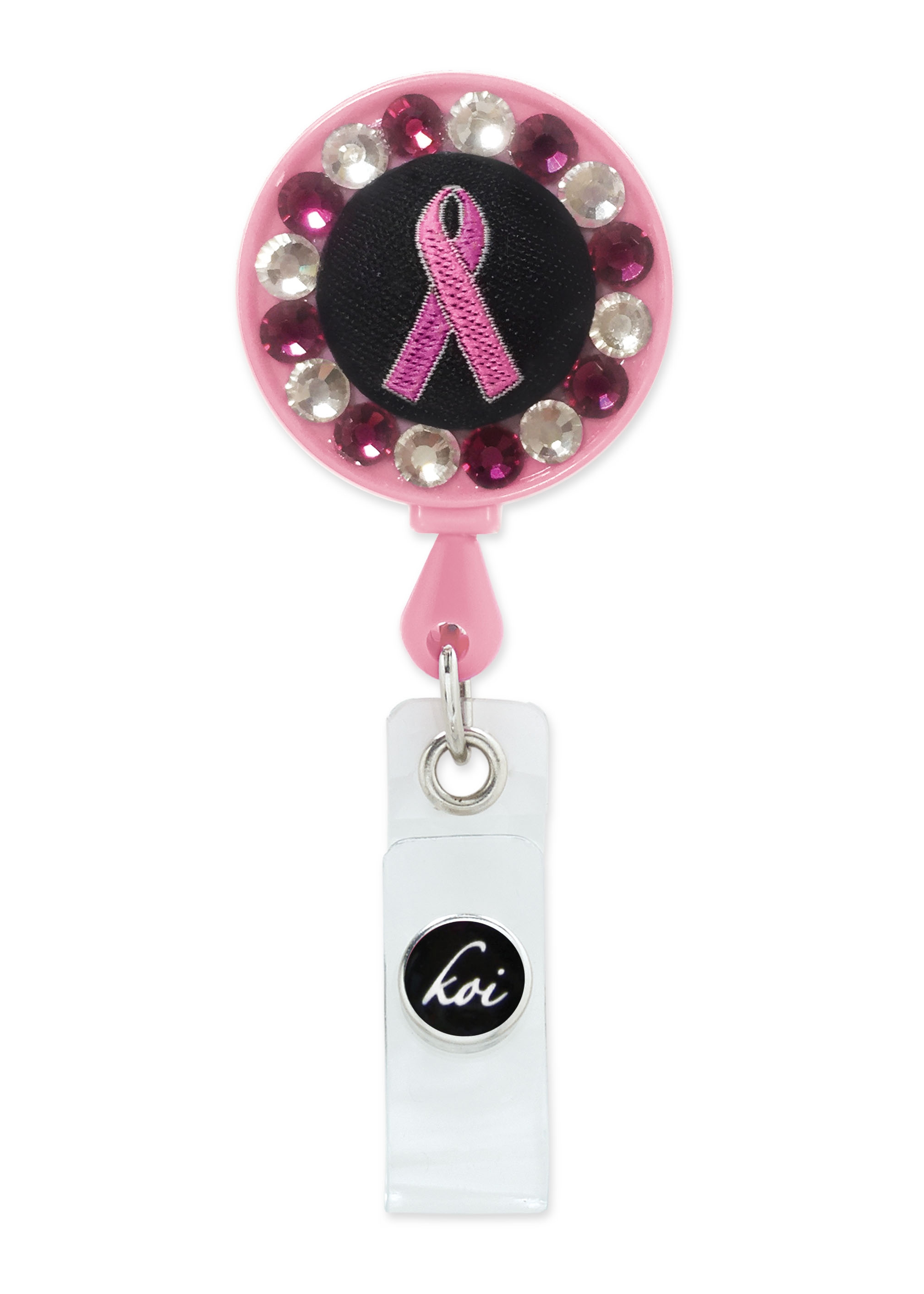 Koi Jewels & Ribbons Breast Cancer Awareness Badge Reels