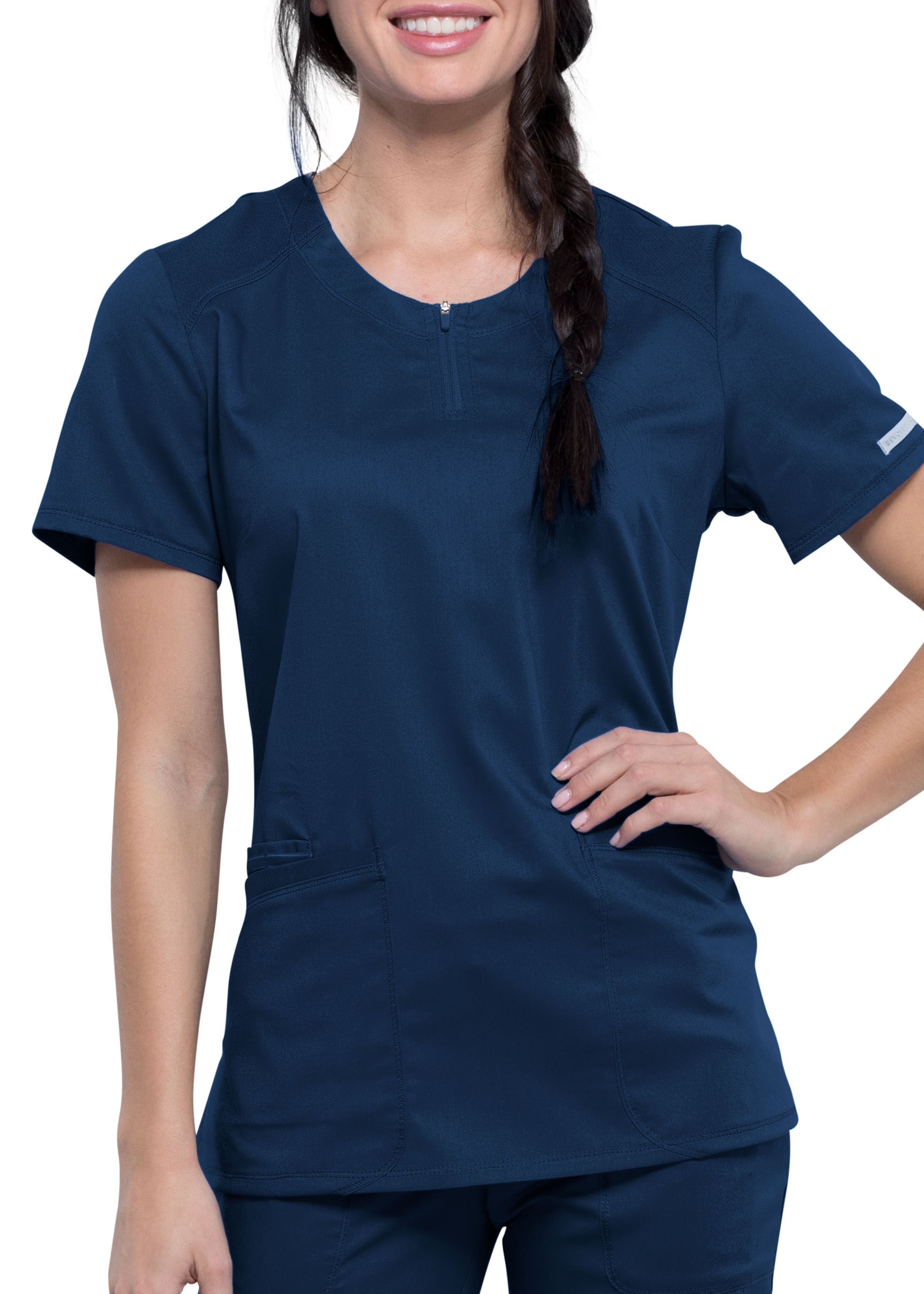 Cherokee Workwear Revolution Zip Neckline Scrub Top