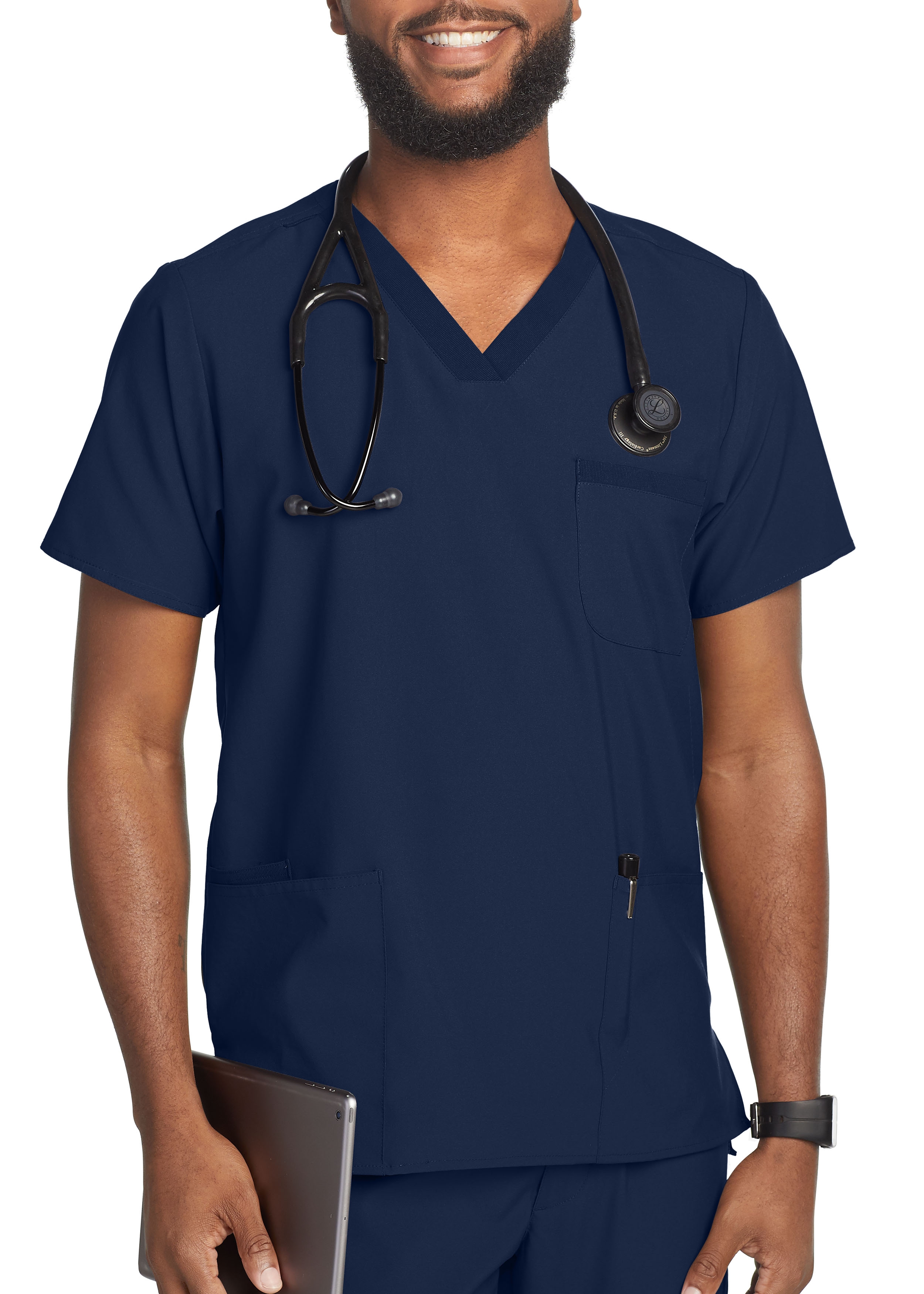 Beyond Scrubs Active+ Men's Multi Pocket V-Neck Scrub Top