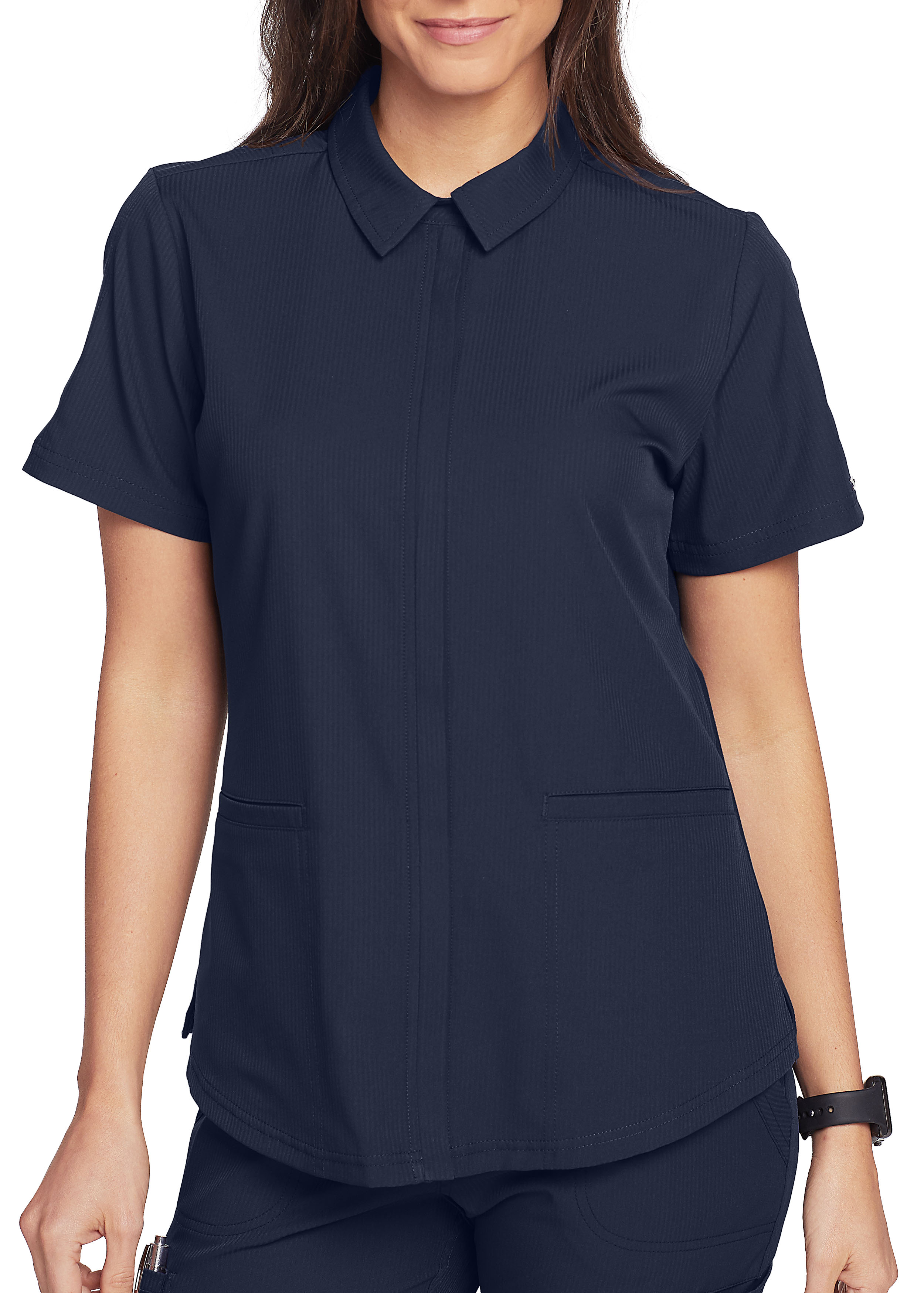 ELLE Le Meilleur Est A Venir Zip Front Tonal Texture Scrub Top