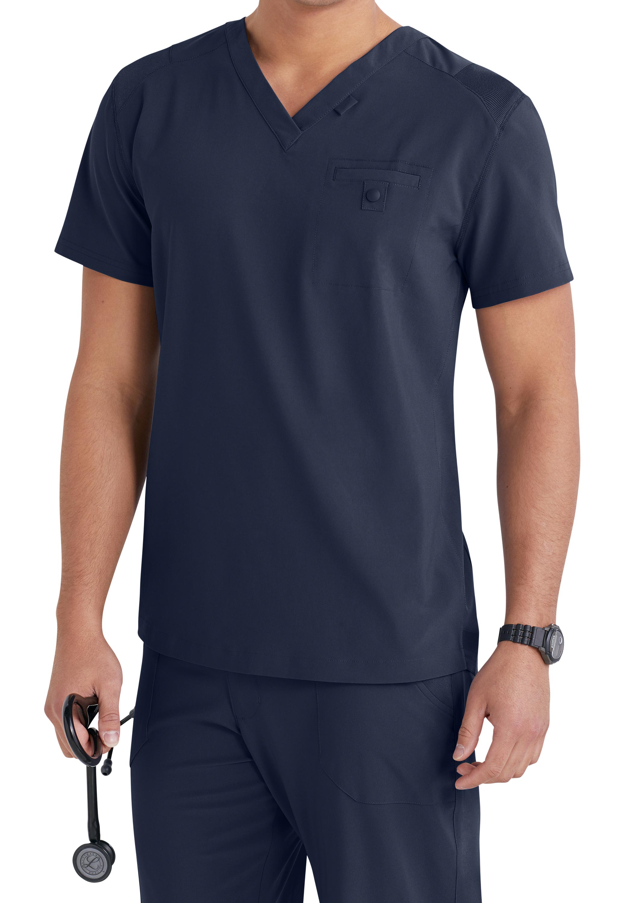 Landau Men's Media V-Neck Scrub Top