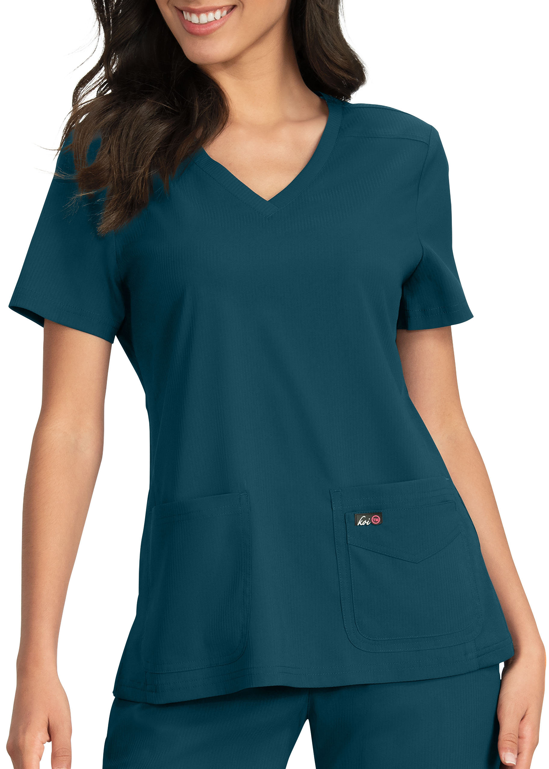 Koi Lite Skye Side Knit V-Neck Scrub Top