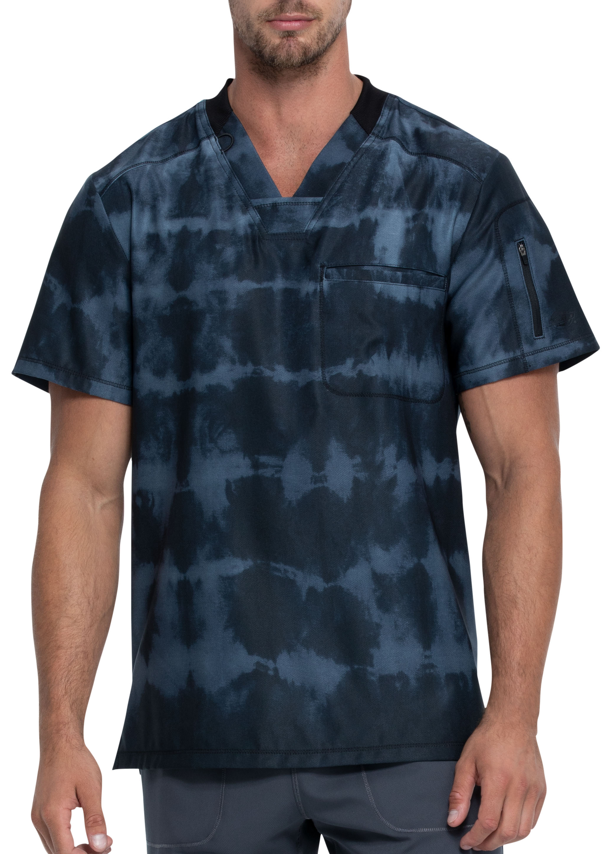 Dickies Dynamix Tye Dye Stripes Pewter Men's Print Scrub Top