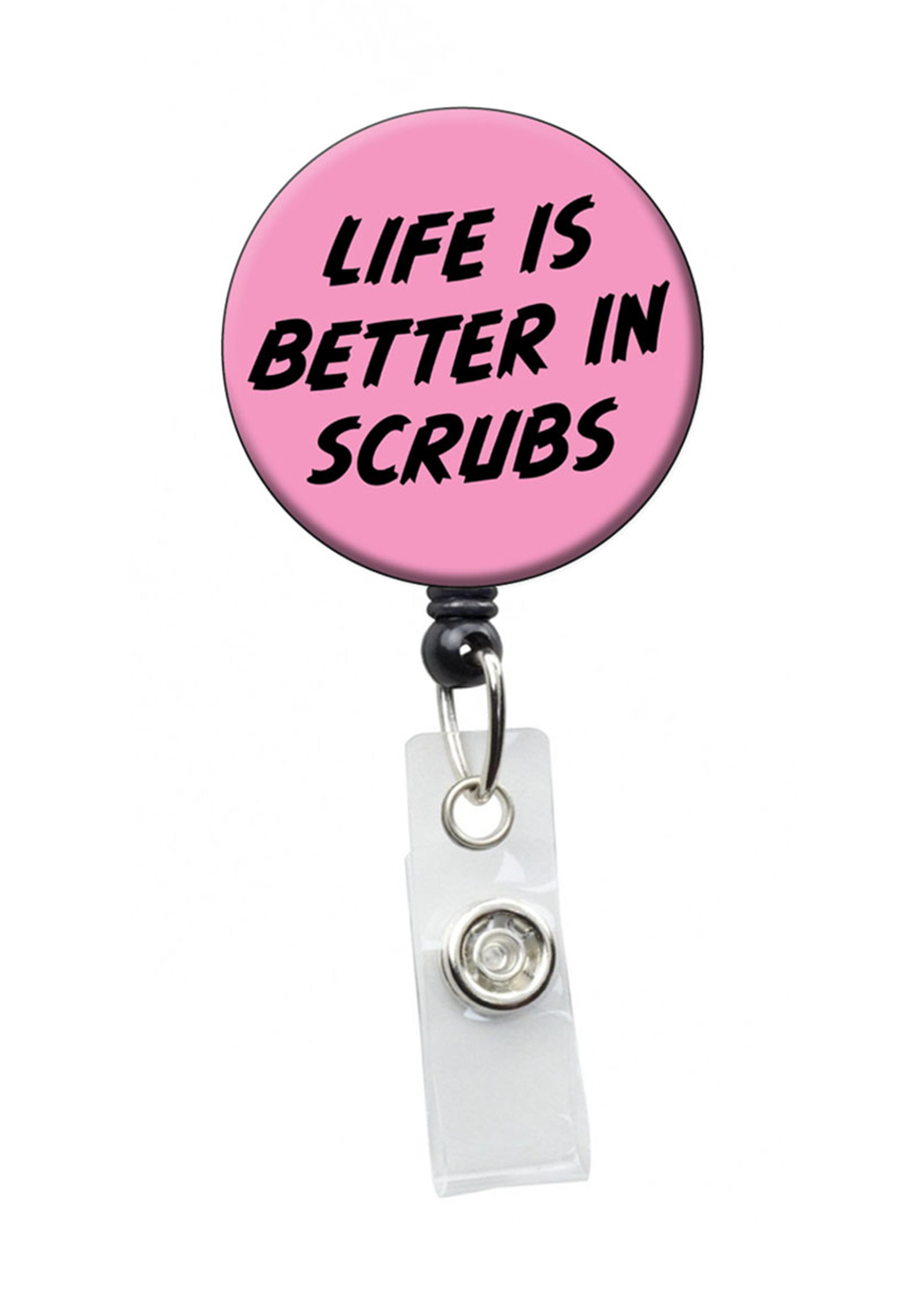 Initial This Life Is Better In Scrubs Retractable Badge Holder