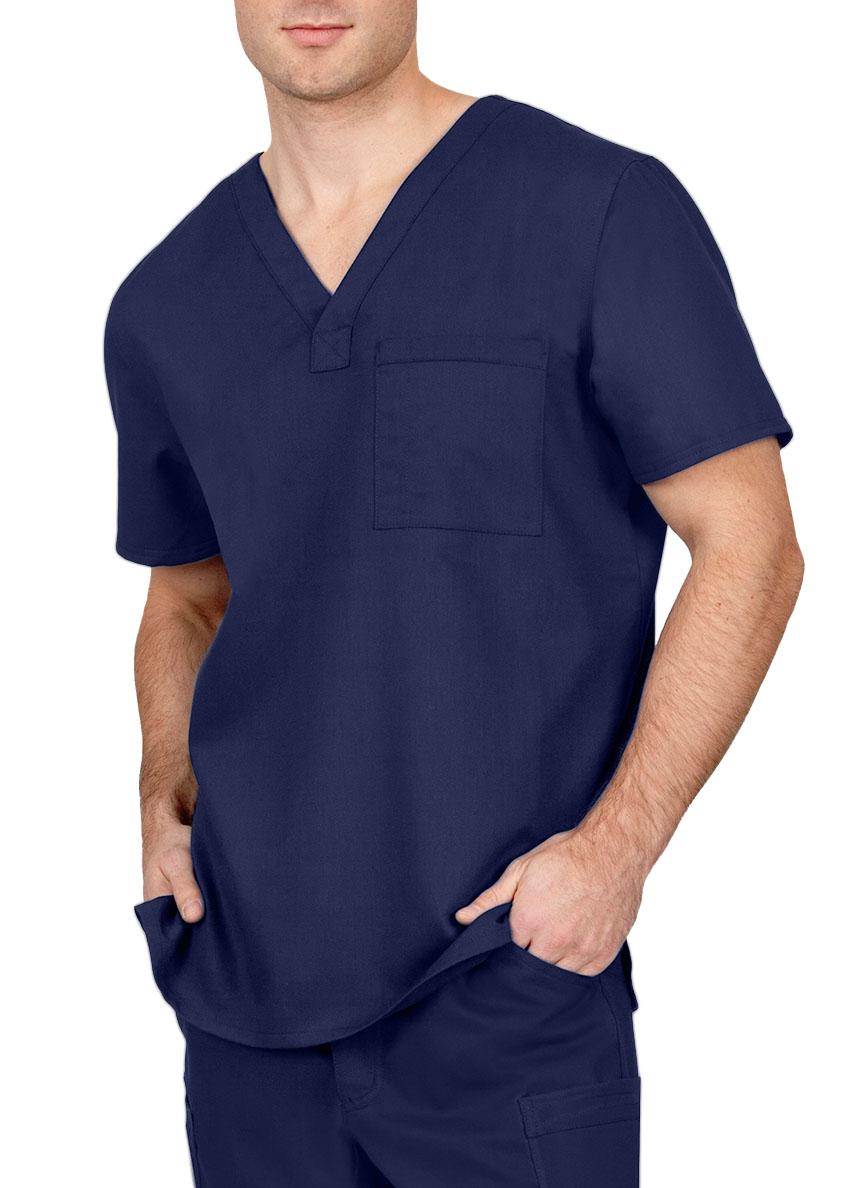 Healing Hands Blue Label James 1 Pocket Men's Scrub Top