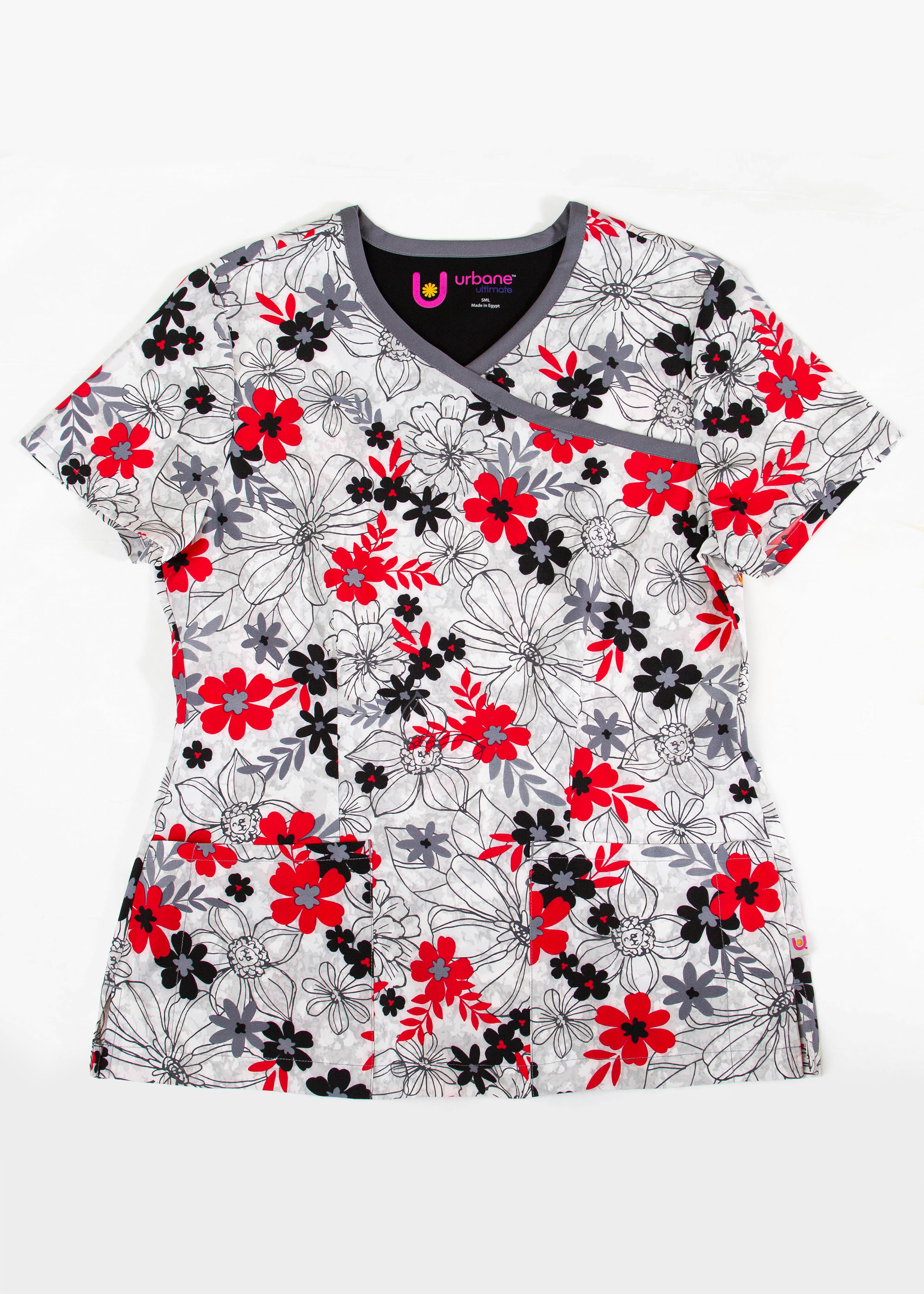 Urbane Ultimate Enchanted Blooms White Print Scrub Top