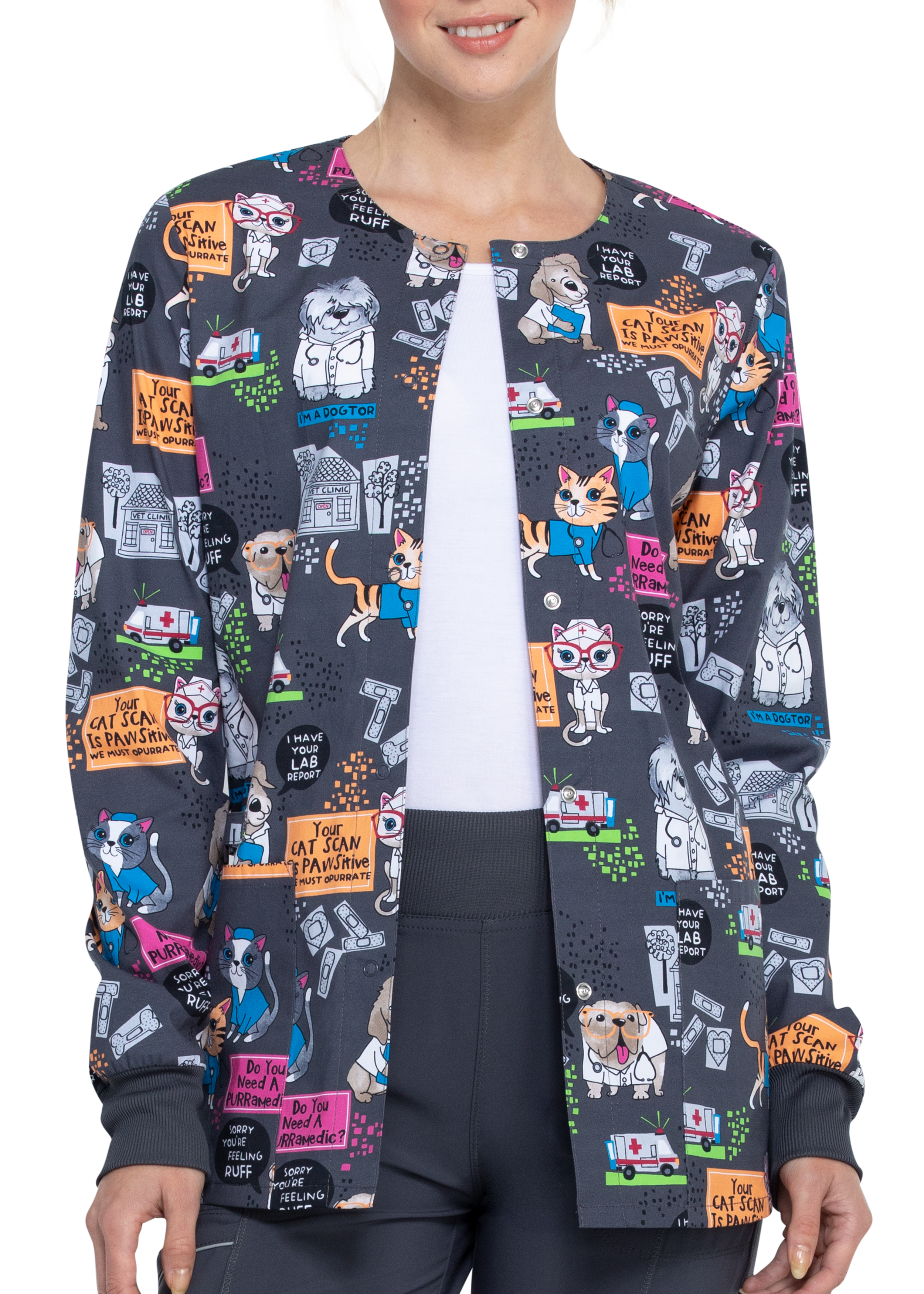 Cherokee Purramedics Print Scrub Jacket