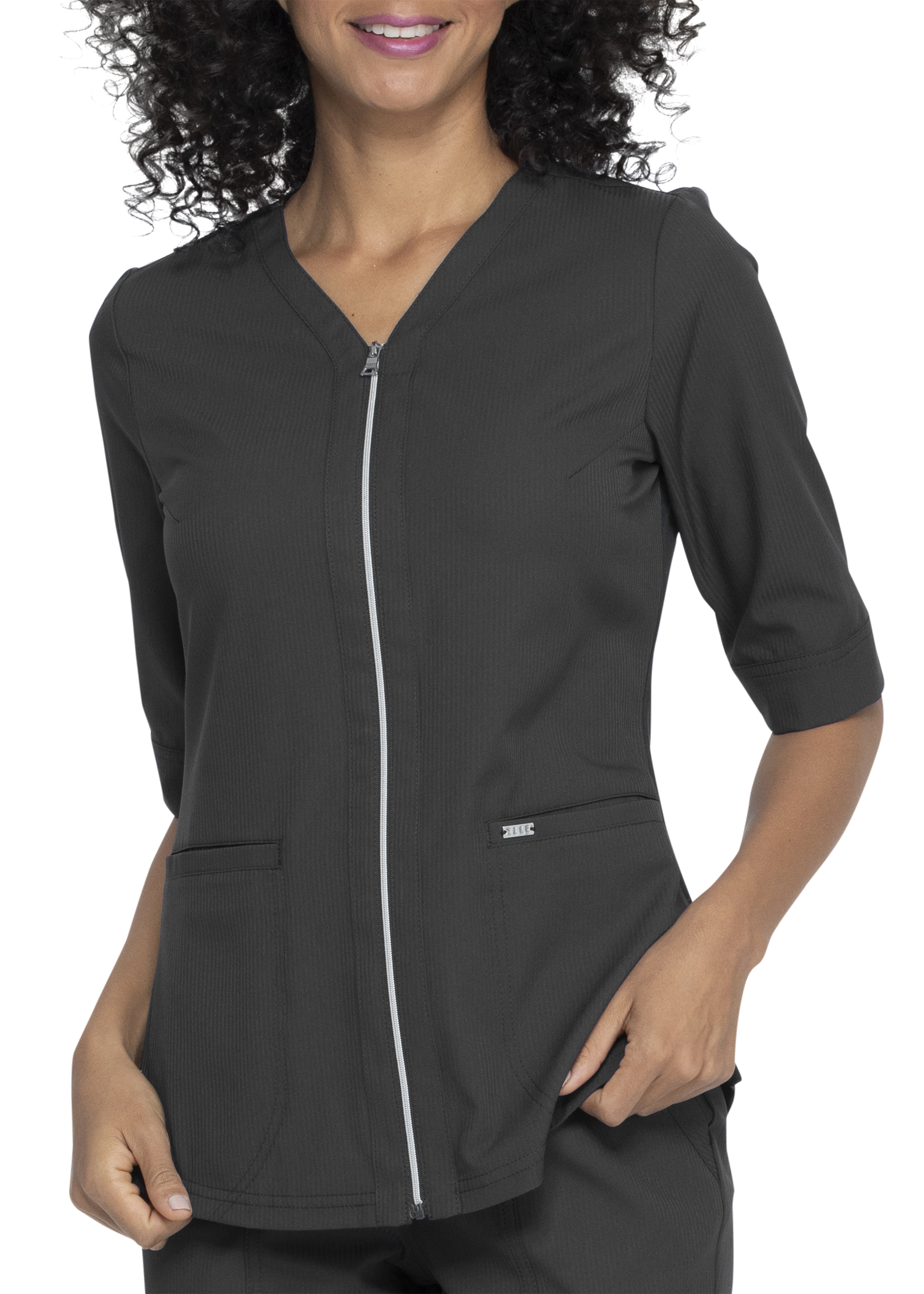 ELLE Tout Est Possible Zip Front Scrub Top