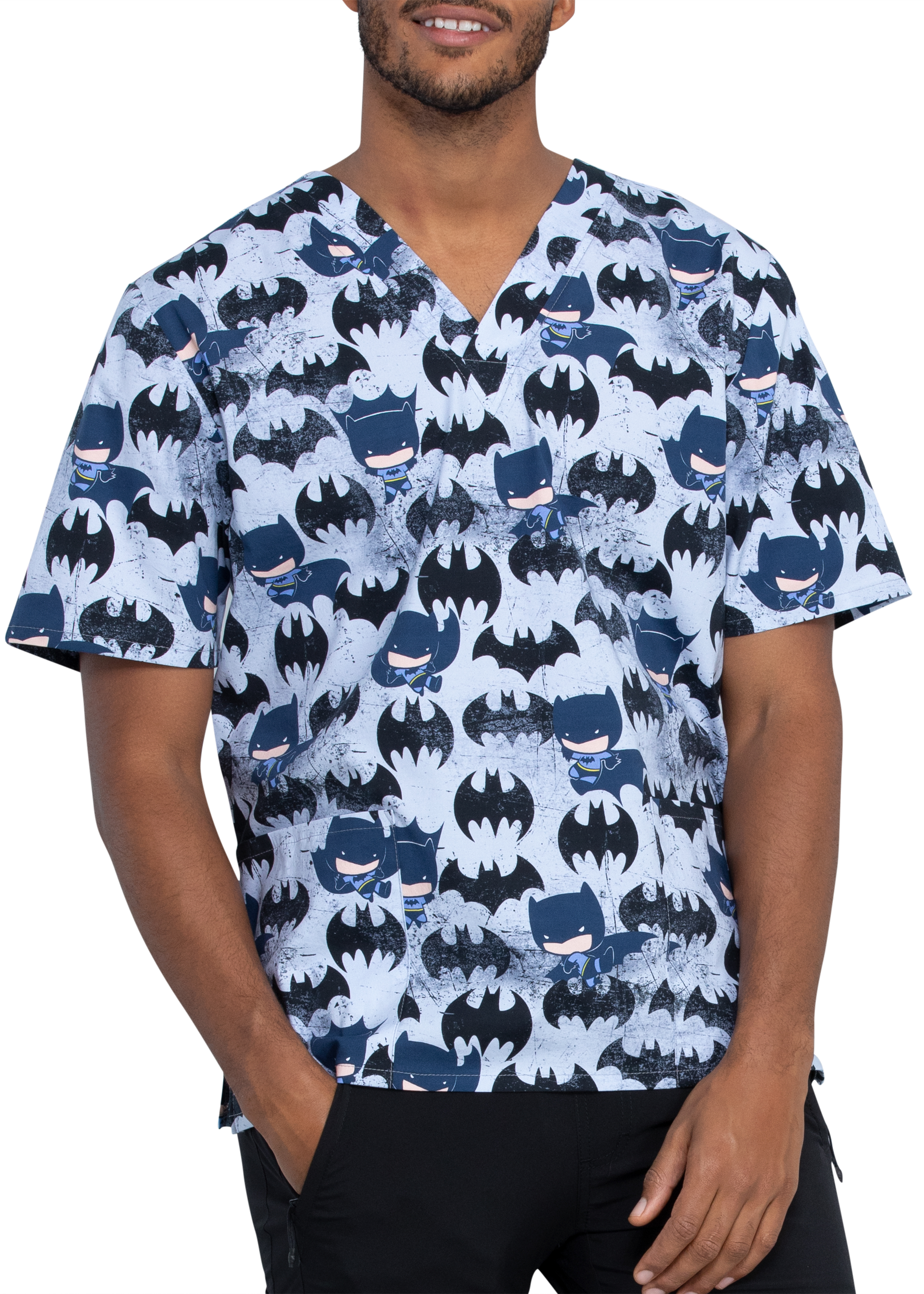 Cherokee Tooniforms Knight Out Unisex Print Scrub Top