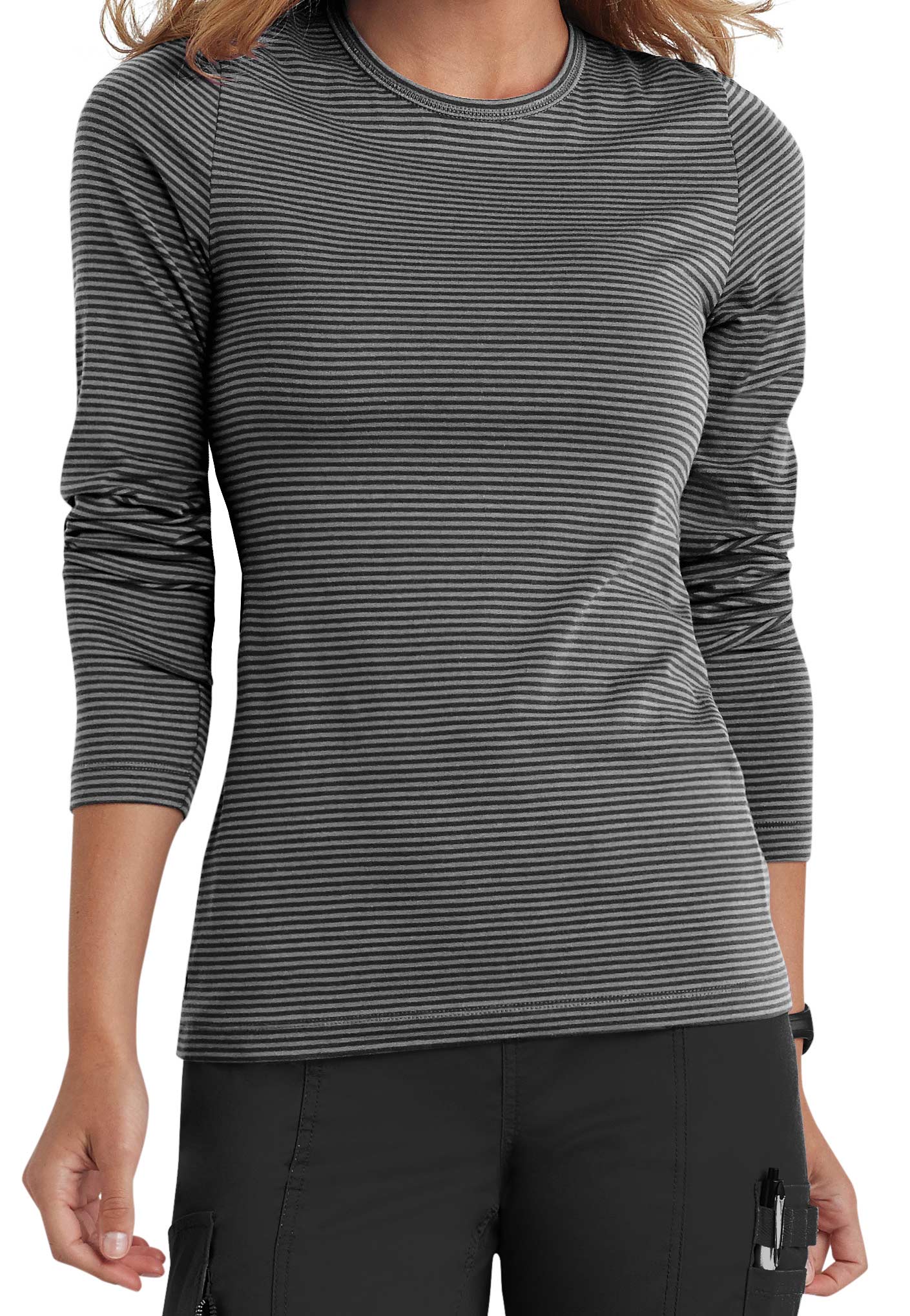 Beyond Scrubs Micro Stripe Long Sleeve Underscrub Tees