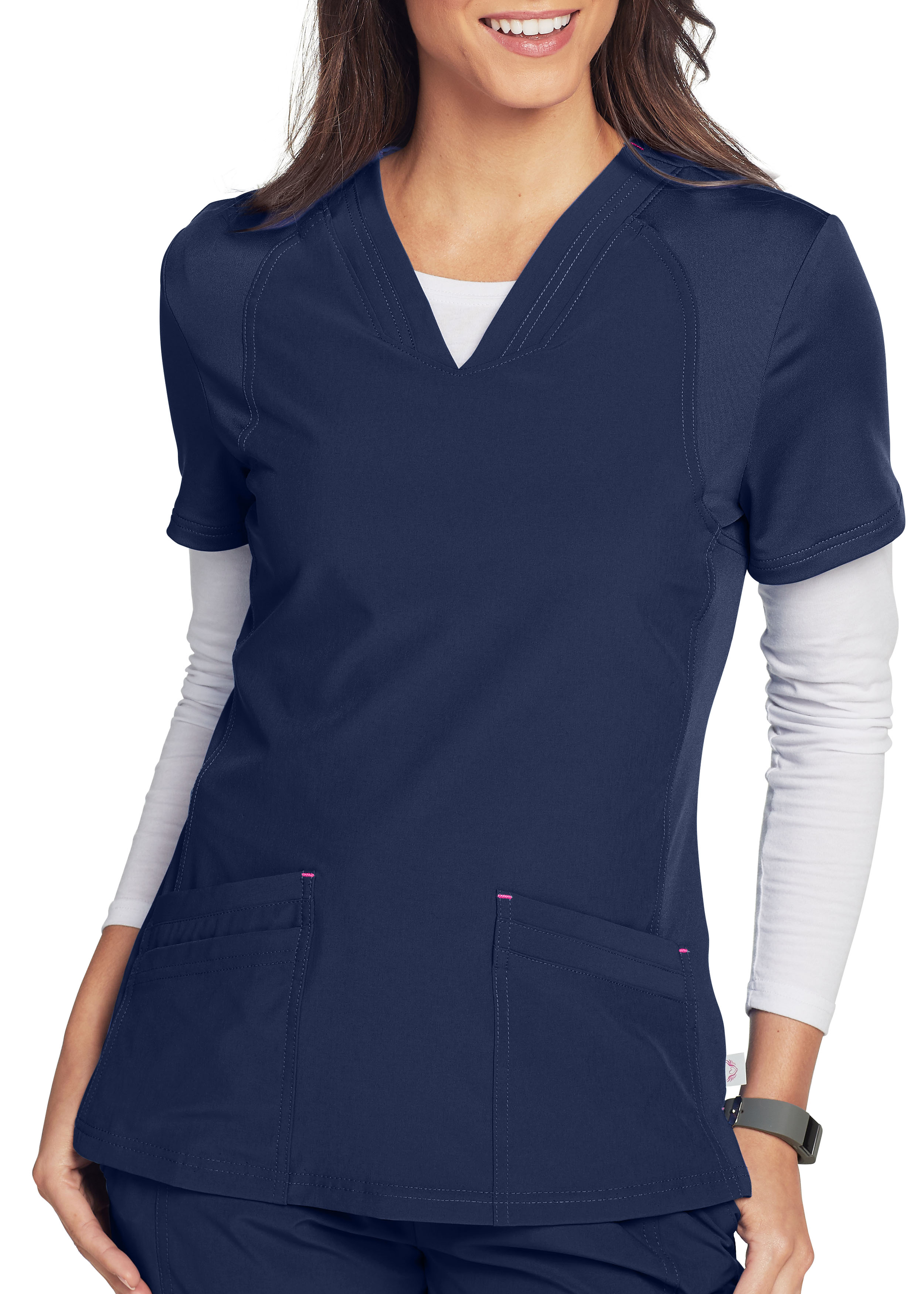 Smitten Miracle Knit Panel V-Neck Scrub Top