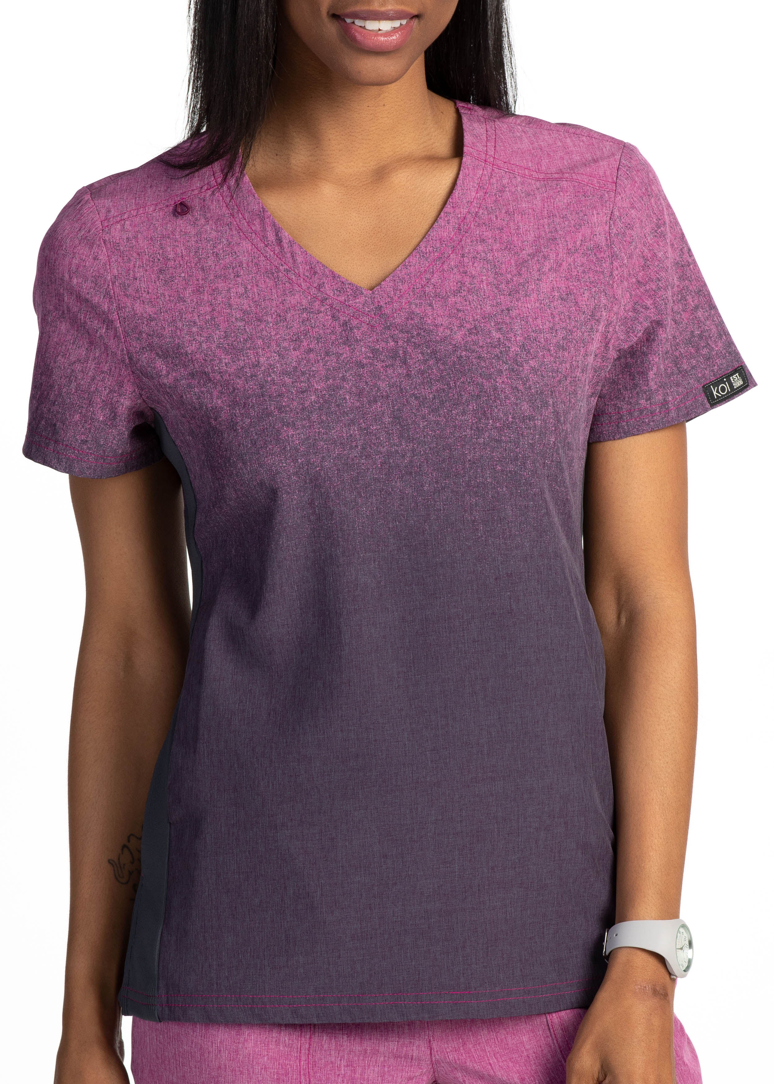 Koi Basics Reform Heather Ombre V-Neck Scrub Top