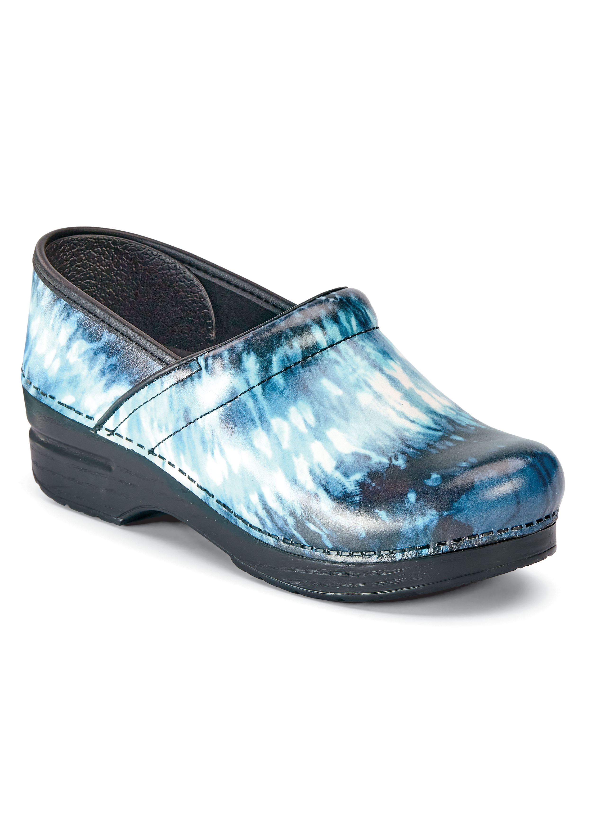 Dansko Professional Blue Tie Dye Leather Nursing Clogs