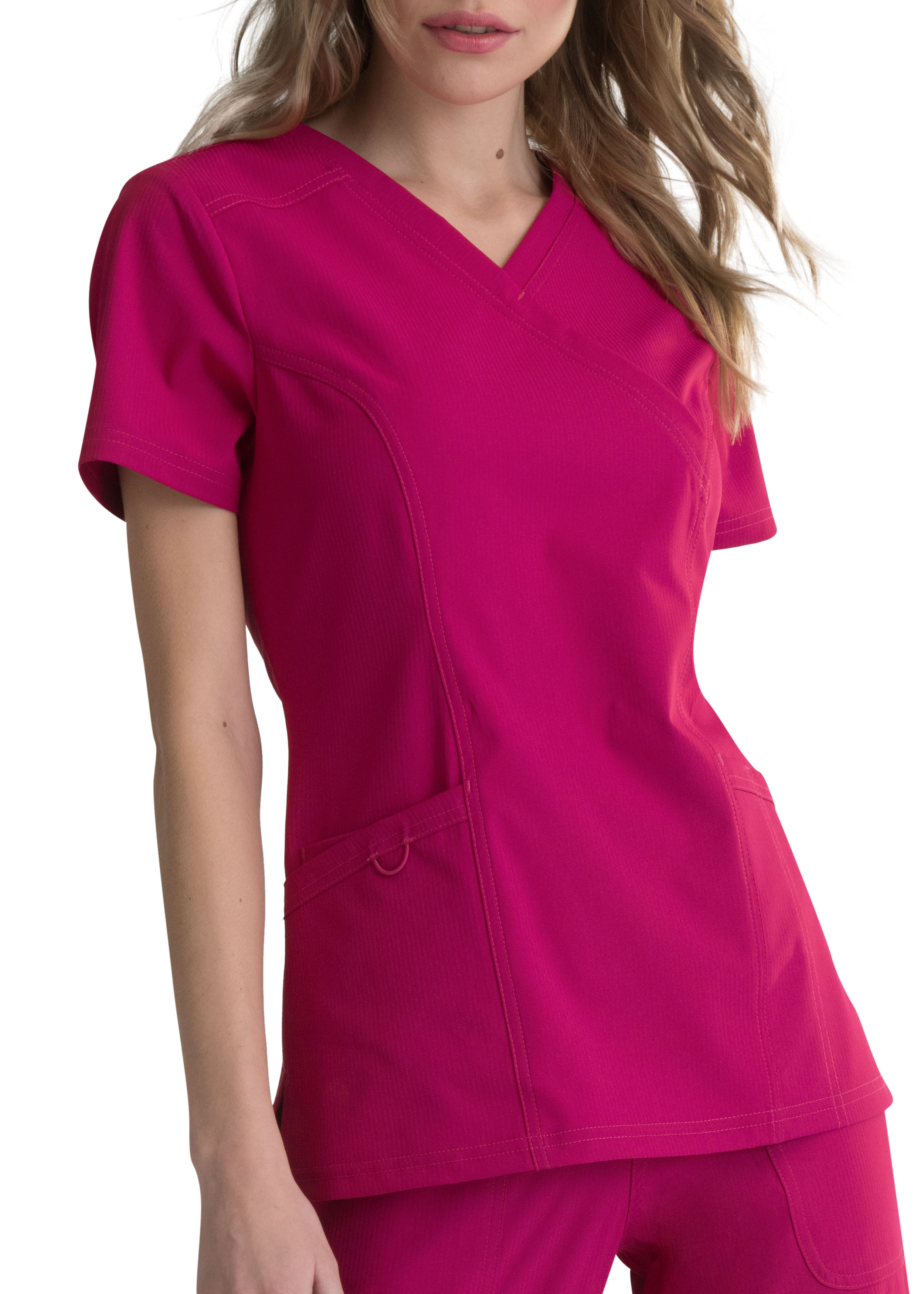 ELLE La Vie Est Belle Mock Wrap Tonal Texture Scrub Top