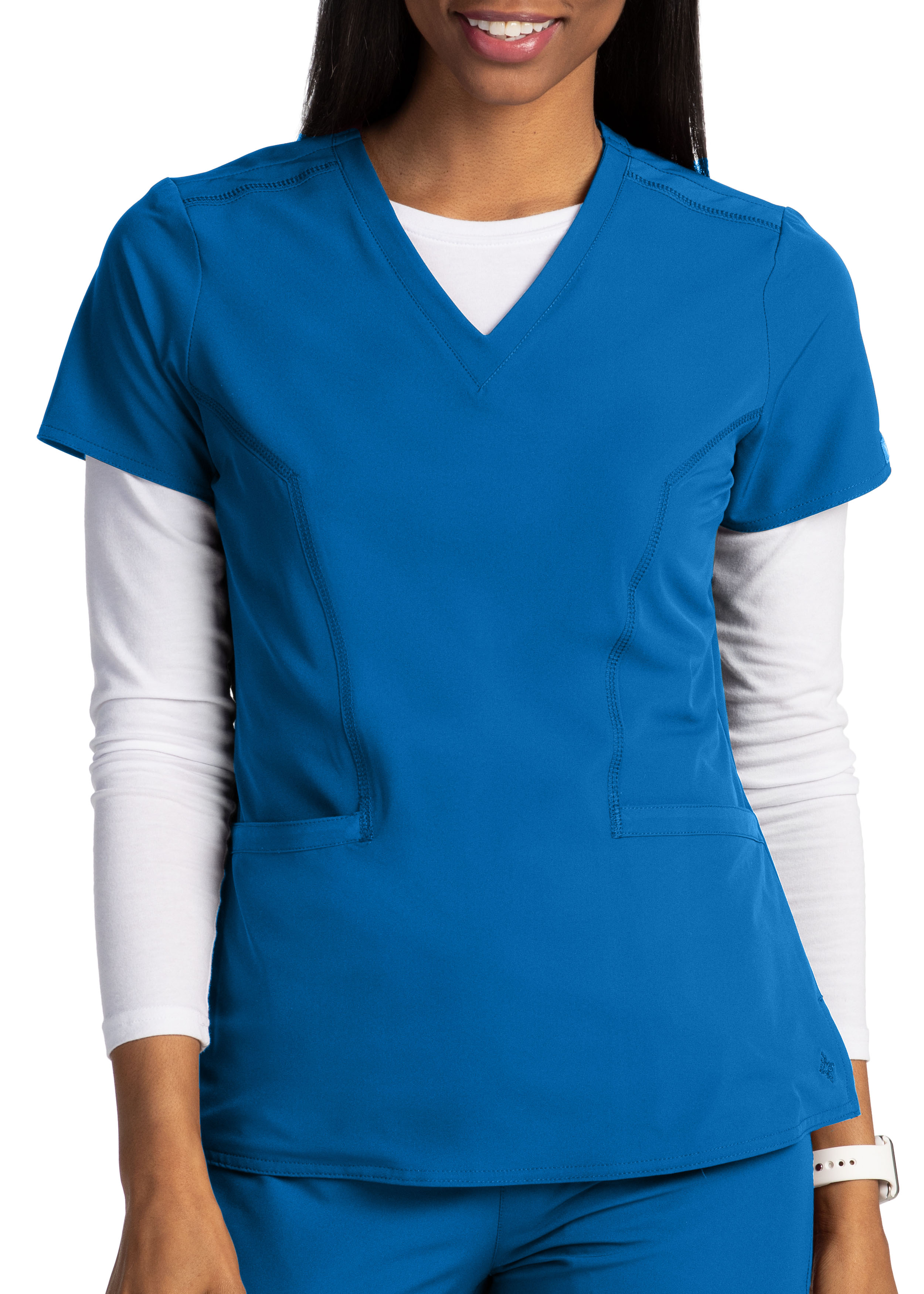 Peaches Double V-Neck Scrub Top