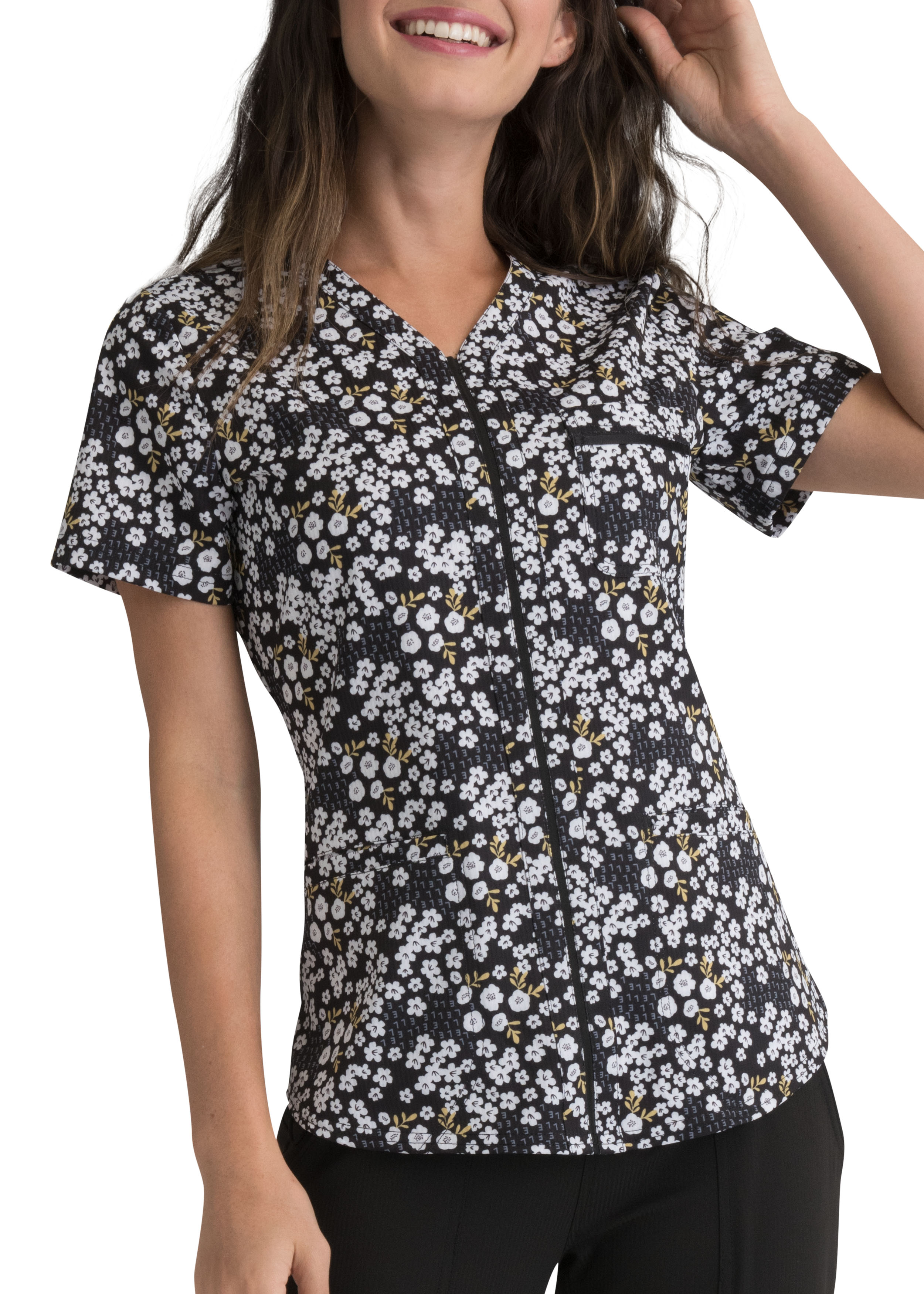 ELLE Femme Fleurs Print Scrub Top