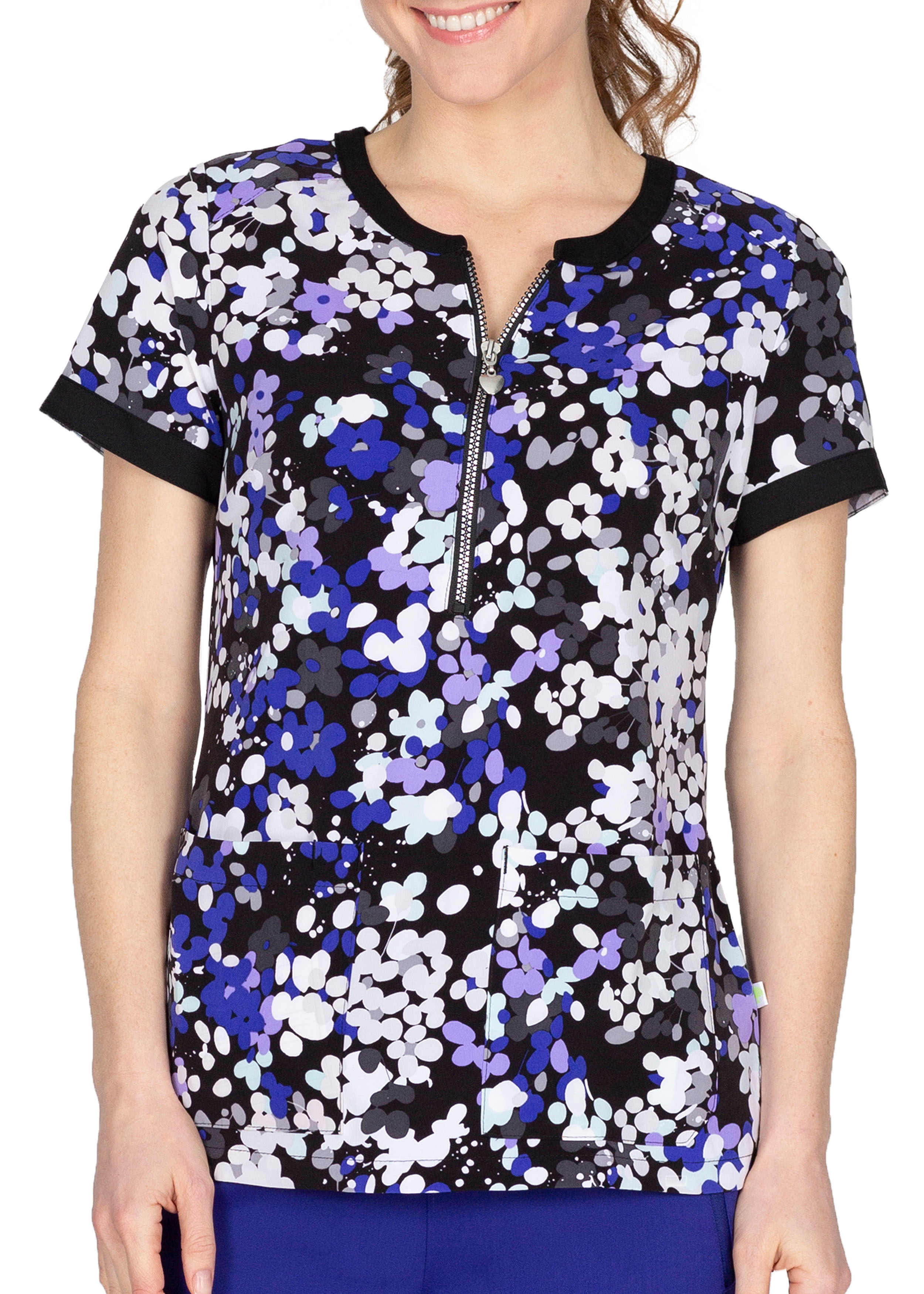 Healing Hands Purple Label Jean Splash of Color Print Scrub Top