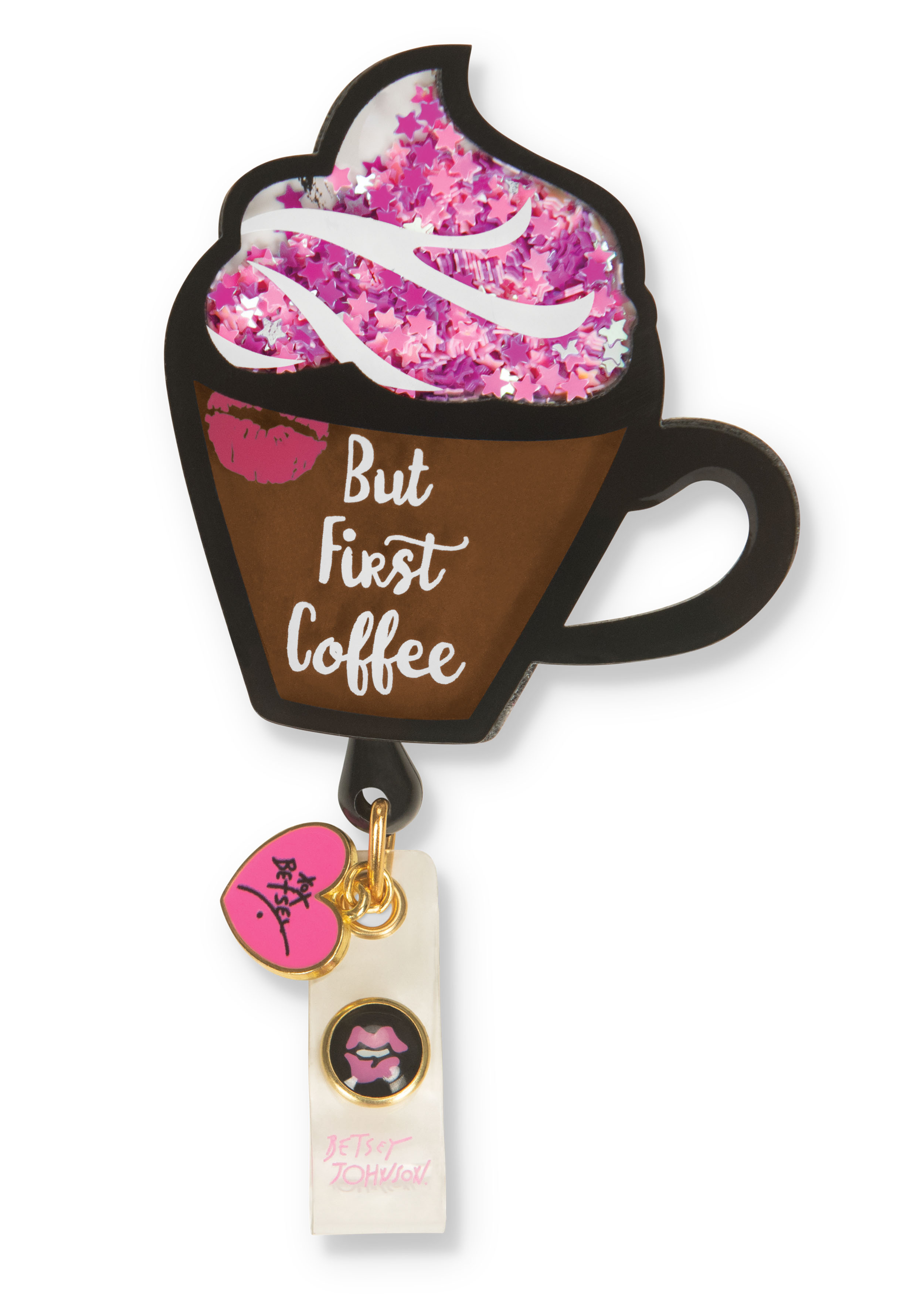 Betsey Johnson COFFEE Badge Reel