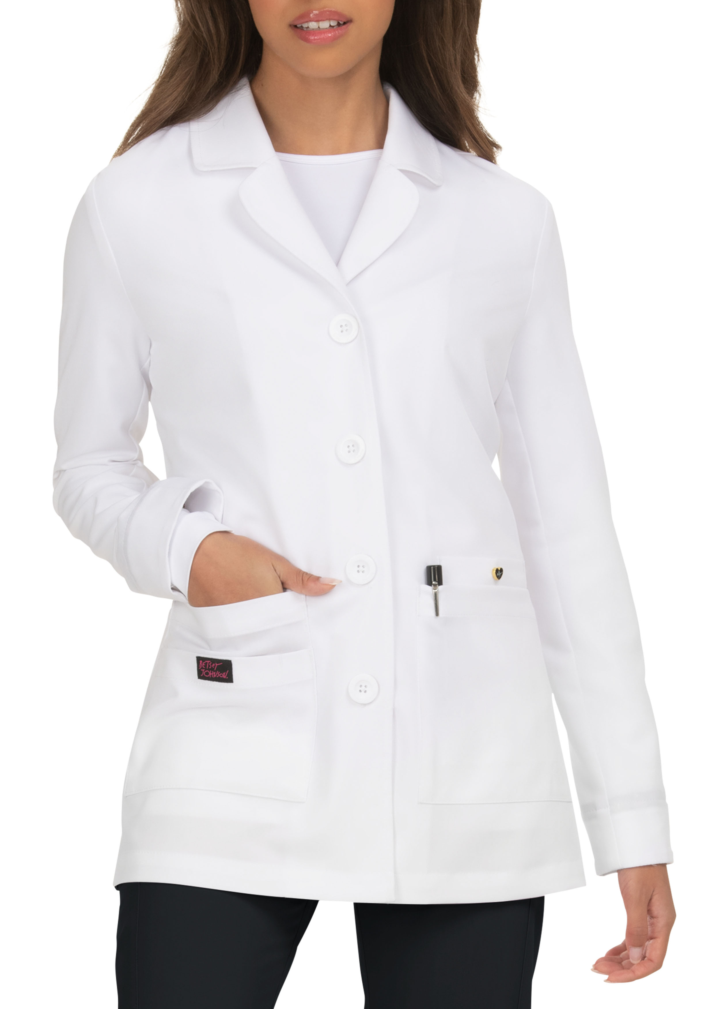 Betsey Johnson Canna 4 Pocket Consultation Length Lab Coat