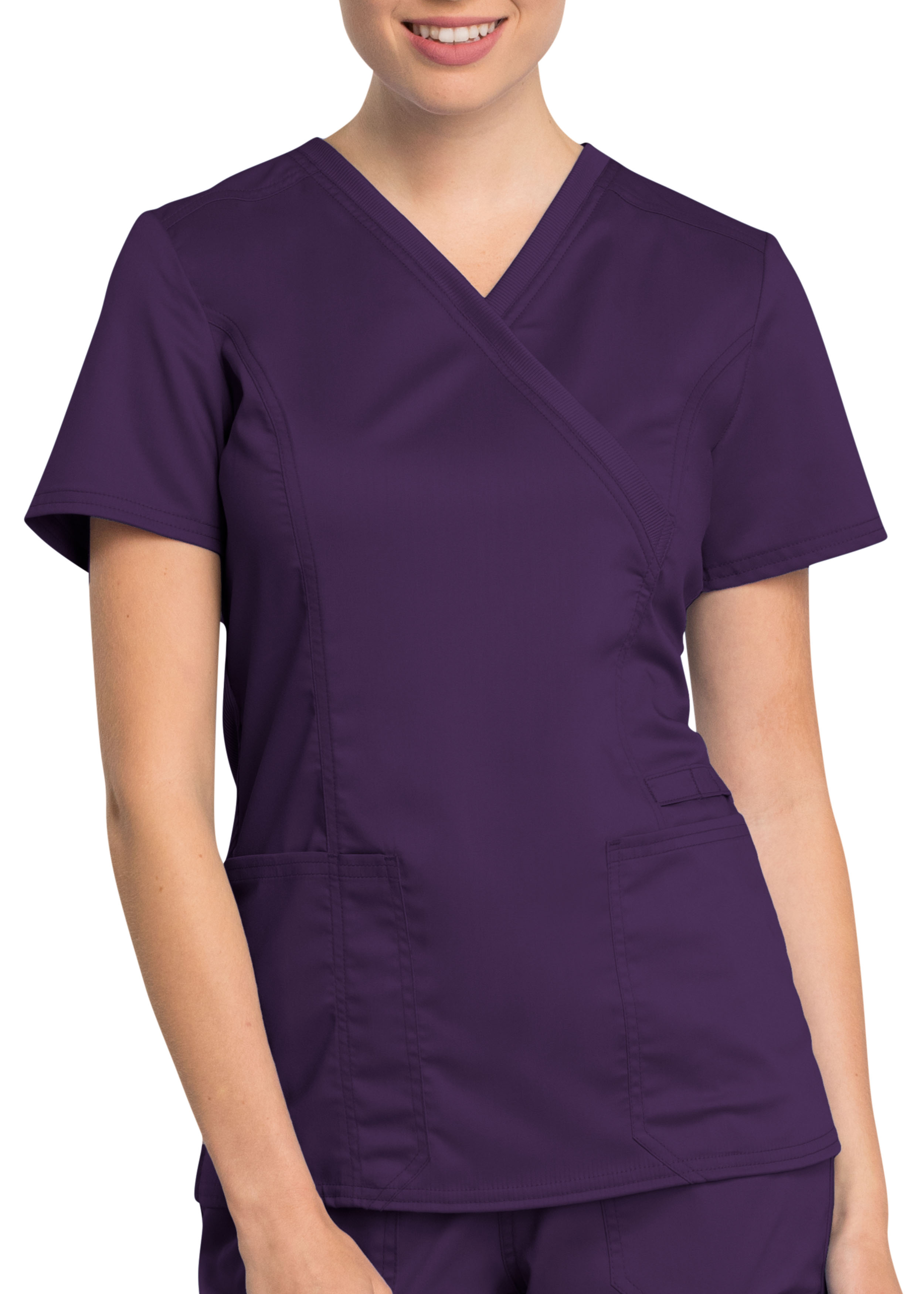 Cherokee Workwear Revolution Tech Mock Wrap Scrub Top With Certainty