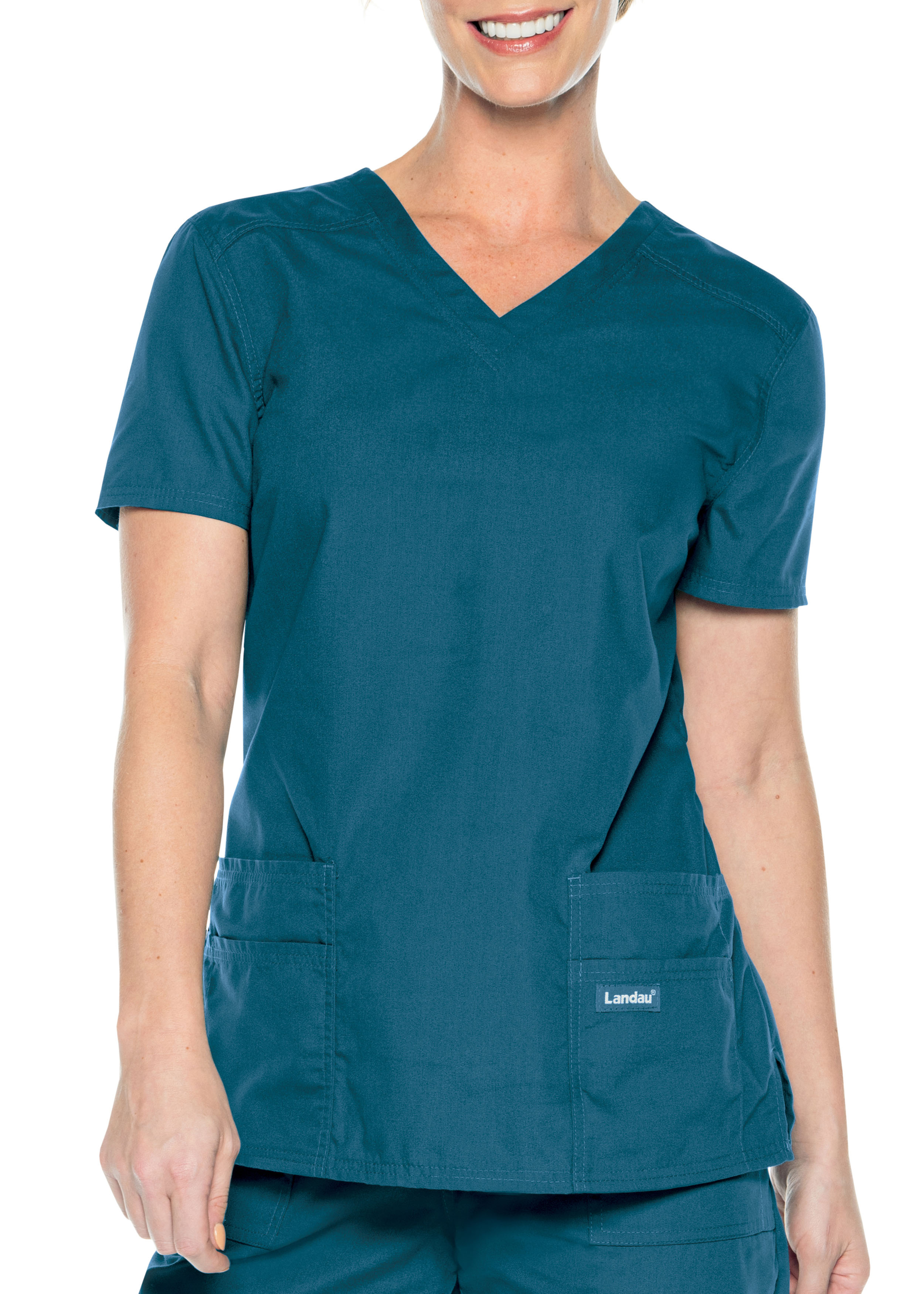 Landau Essentials 3 Pocket V-Neck Scrub Top