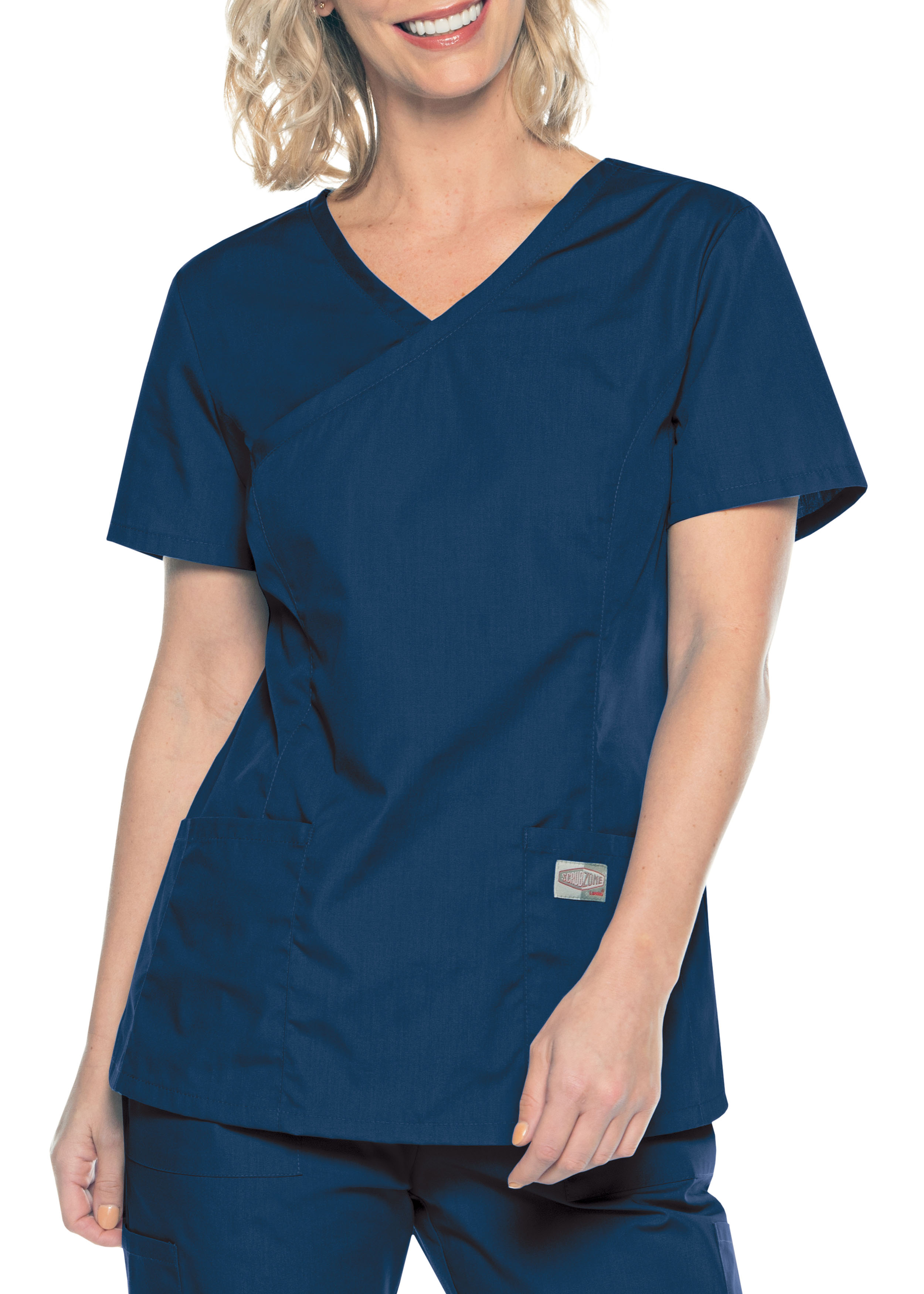 ScrubZone 2 Pocket Mock Wrap Scrub Top