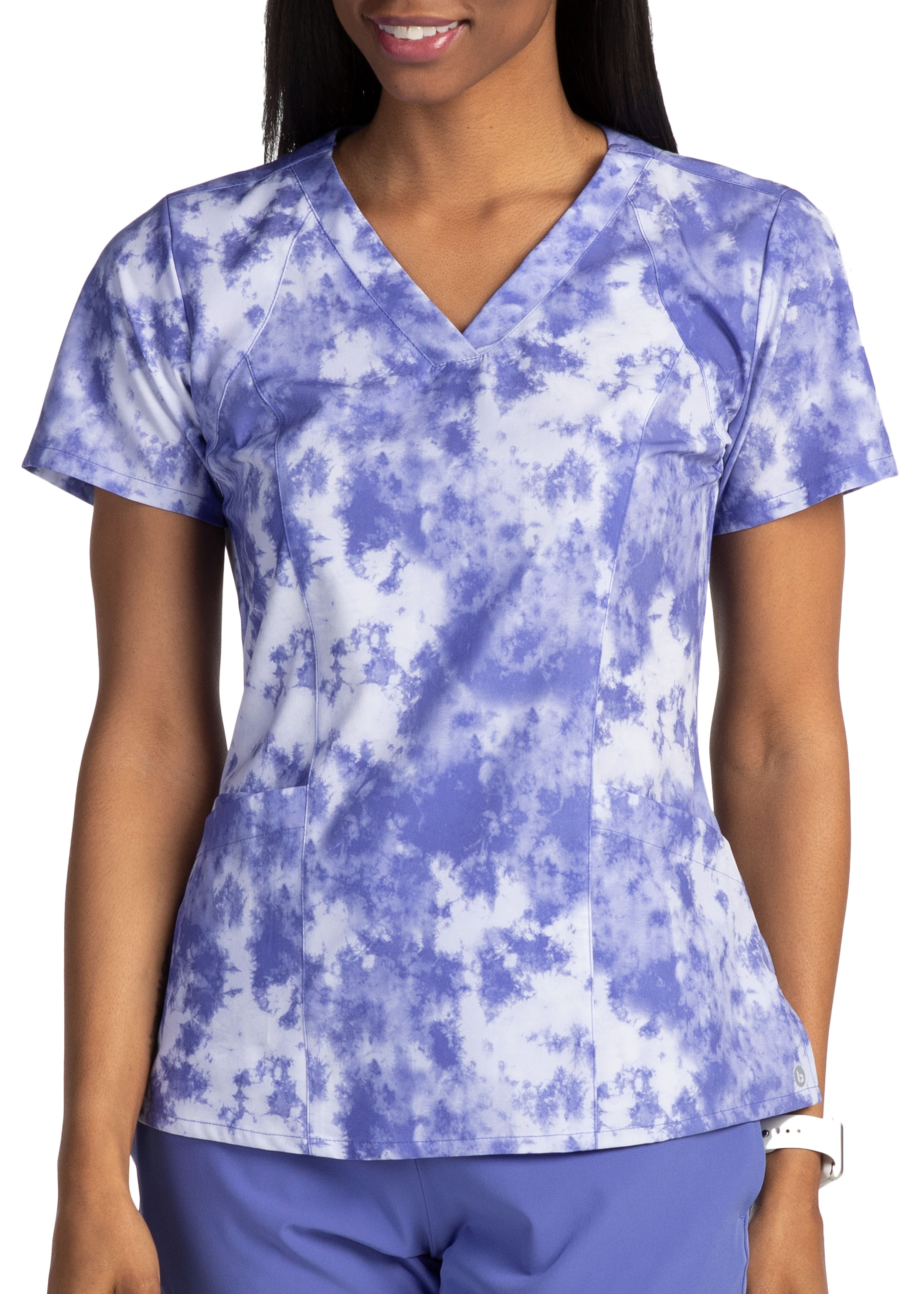 Barco One Morning Cloud V-Neck Print Scrub Top