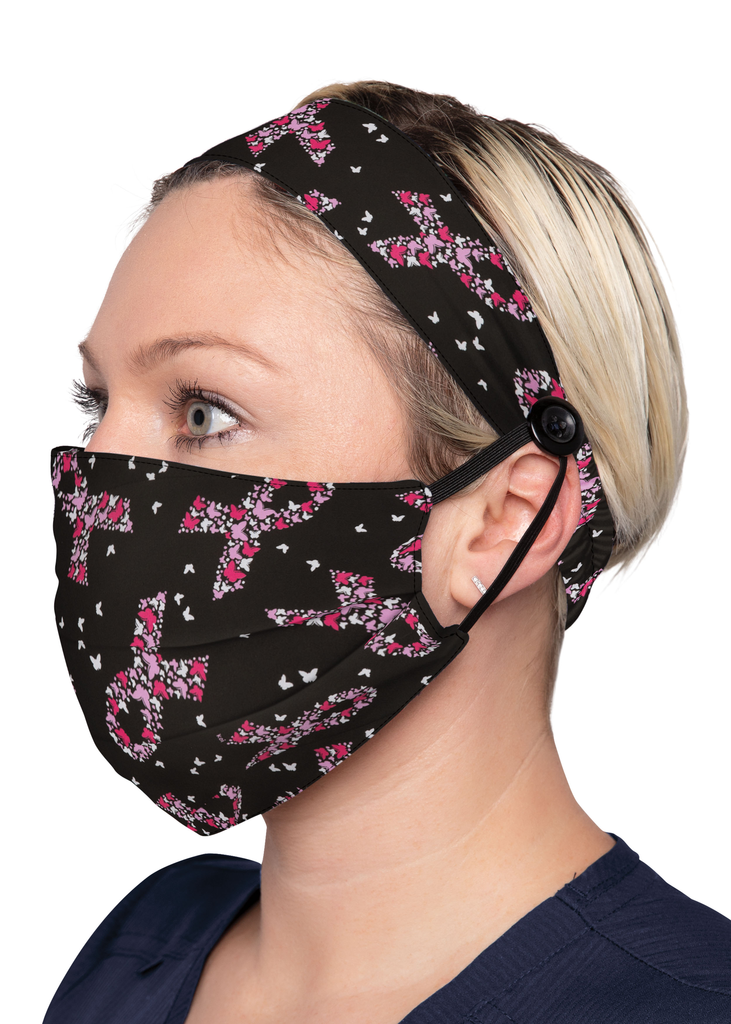 Koi Headband and Mask Set Breast Cancer Butterfly