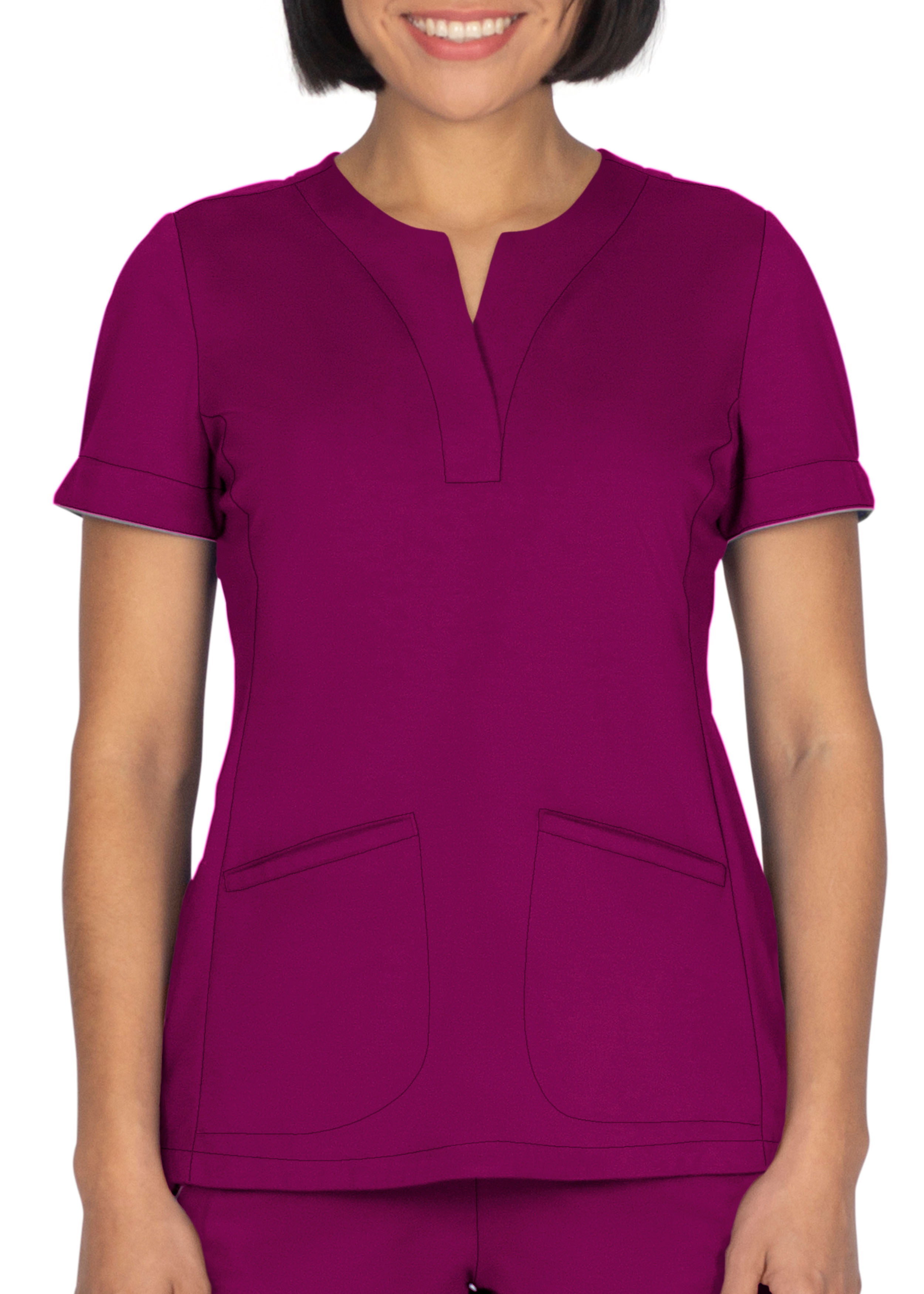 Healing Hands Onyx Alexa Notch Neck 2 Pocket Scrub Top