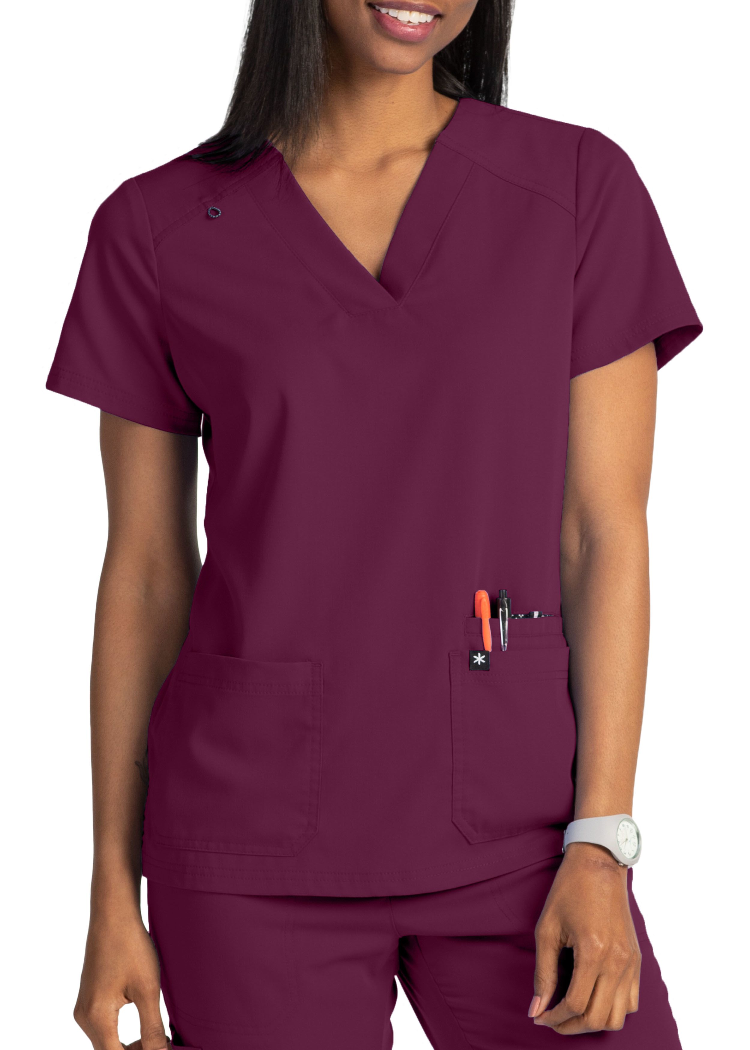 Beyond Scrubs Happiness Collection Sunny 2 Pocket V-Neck Scrub Top